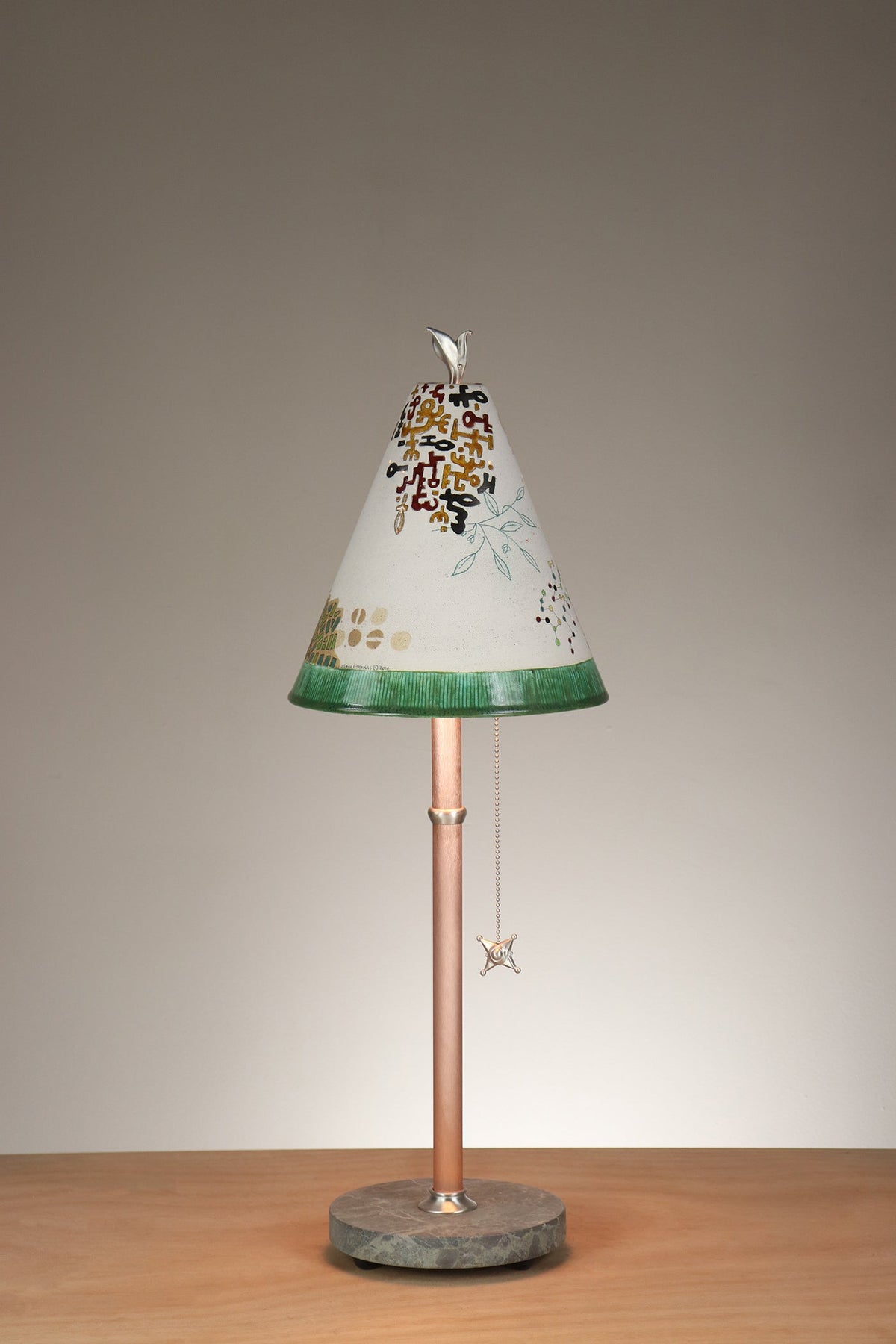 Janna Ugone &amp; Co Table Lamp Copper Table Lamp with Small Conical Ceramic Shade in Journeys in Opal
