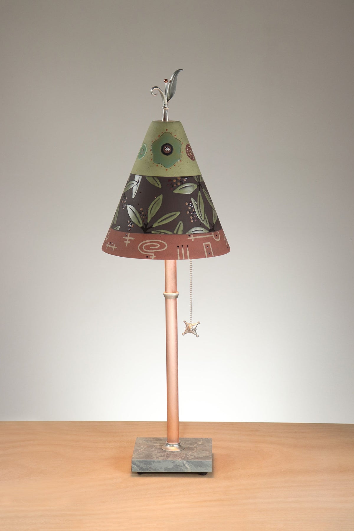 Janna Ugone &amp; Co Table Lamp Copper Table Lamp with Small Conical Ceramic Shade in Strada