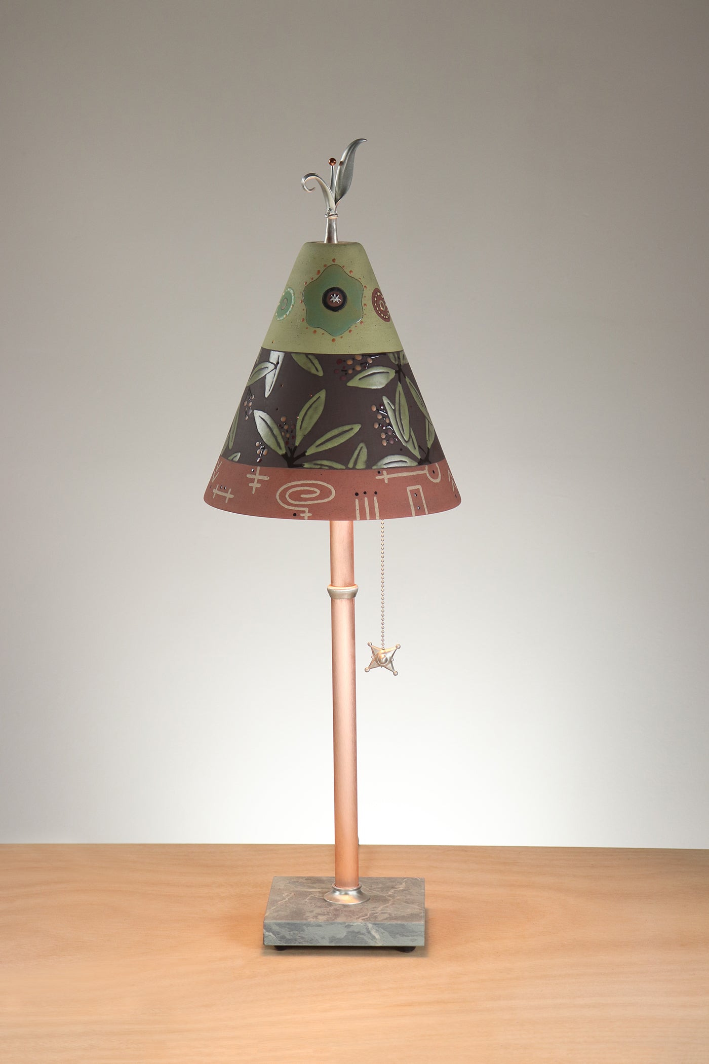 Janna Ugone & Co Table Lamp Copper Table Lamp with Small Conical Ceramic Shade in Strada