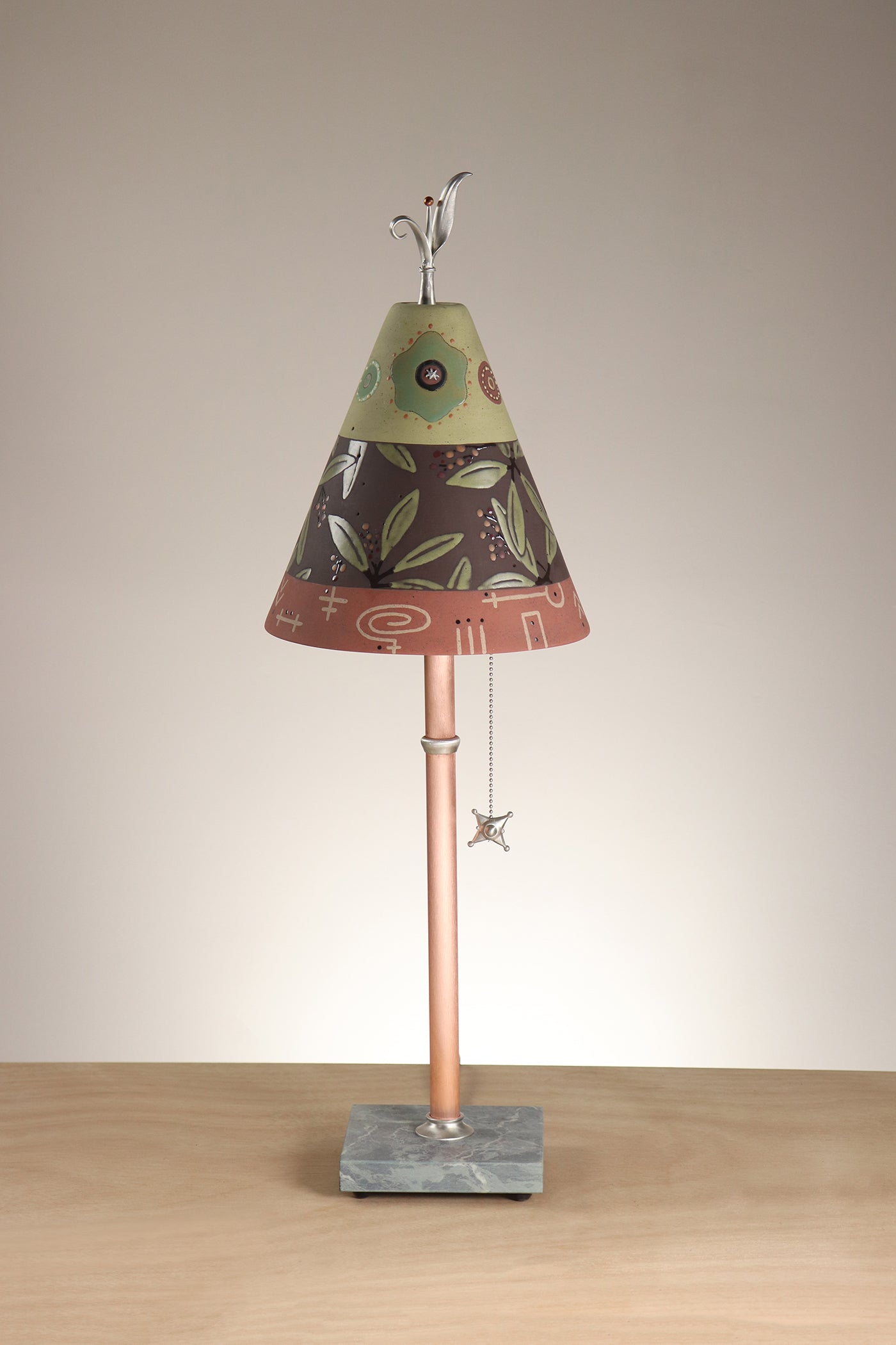 Janna Ugone & Co Table Lamp Copper Table Lamp with Small Conical Ceramic Shade in Strada