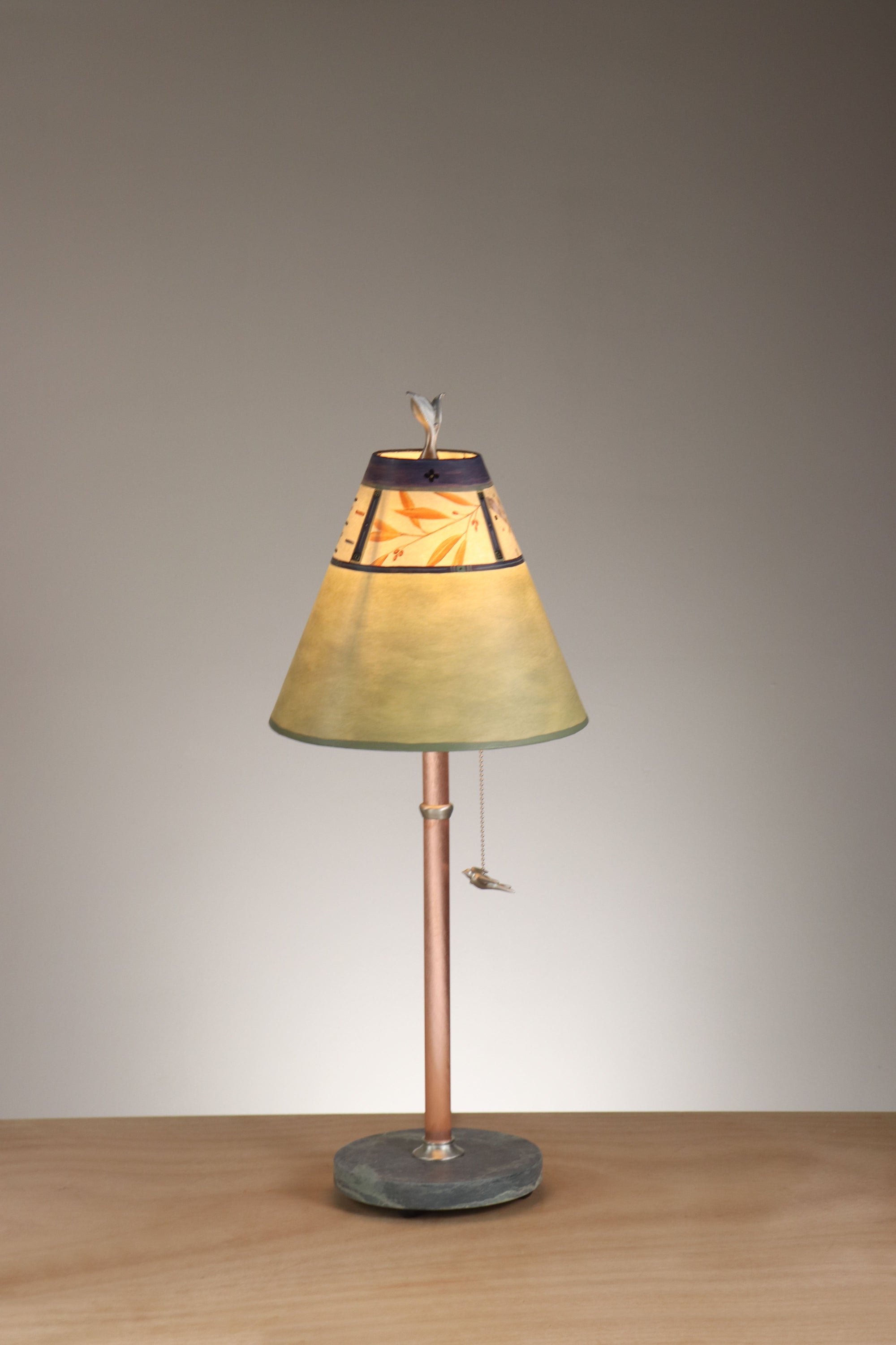 Janna Ugone & Co Table Lamp Copper Table Lamp with Small Conical Shade in Bee in Kiwi