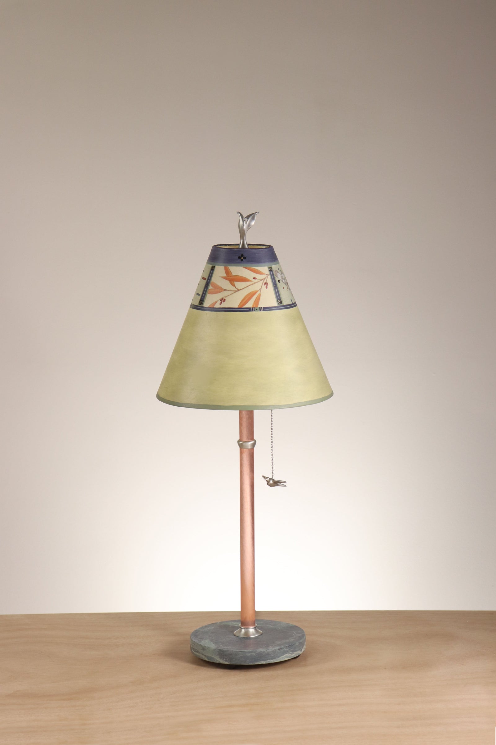 Janna Ugone & Co Table Lamp Copper Table Lamp with Small Conical Shade in Bee in Kiwi