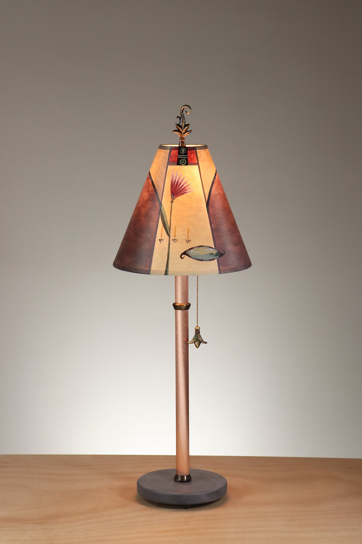 Janna Ugone & Co Table Lamp Copper Table Lamp with Small Conical Shade in Perennial in Grape Pierced