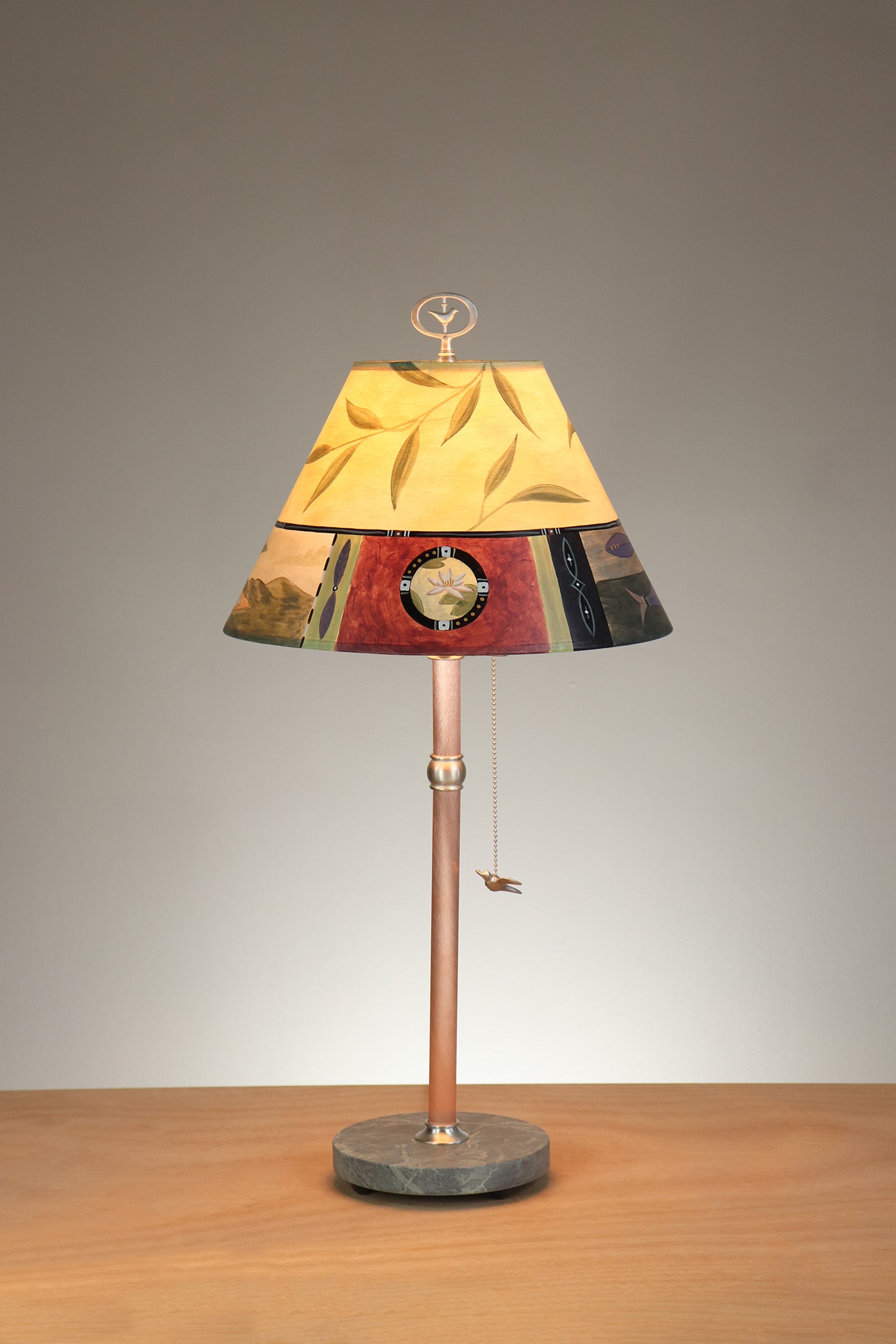 Janna Ugone & Co Table Lamp Copper Table Lamp with Small Conical Shade in Twin Fish