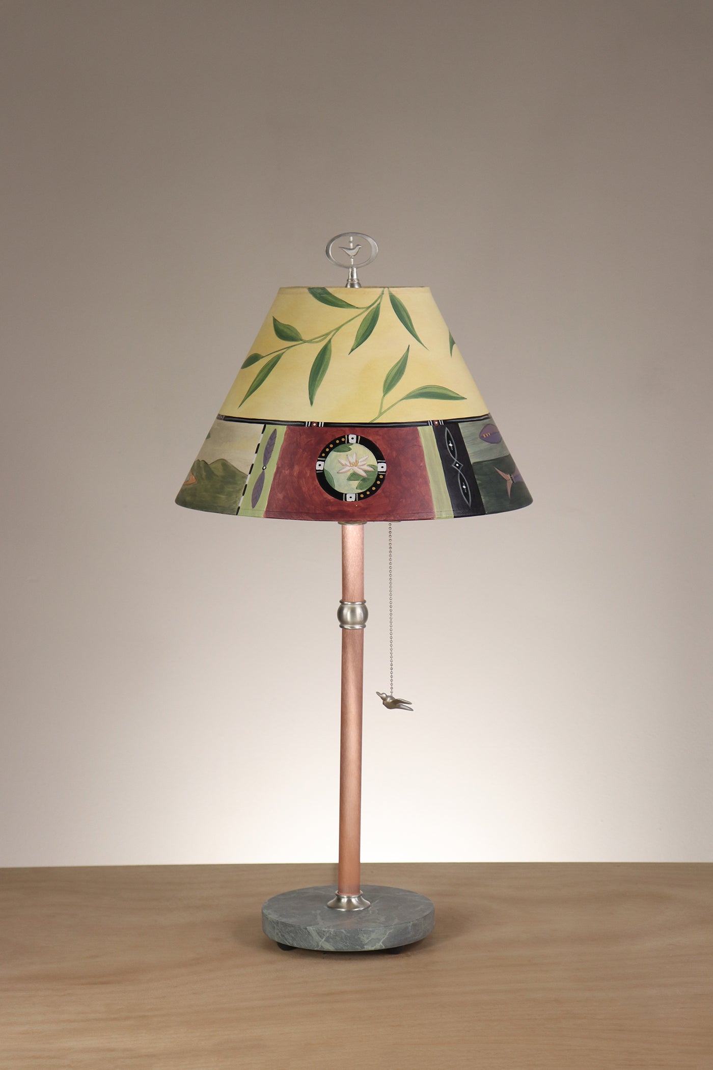 Janna Ugone & Co Table Lamp Copper Table Lamp with Small Conical Shade in Twin Fish