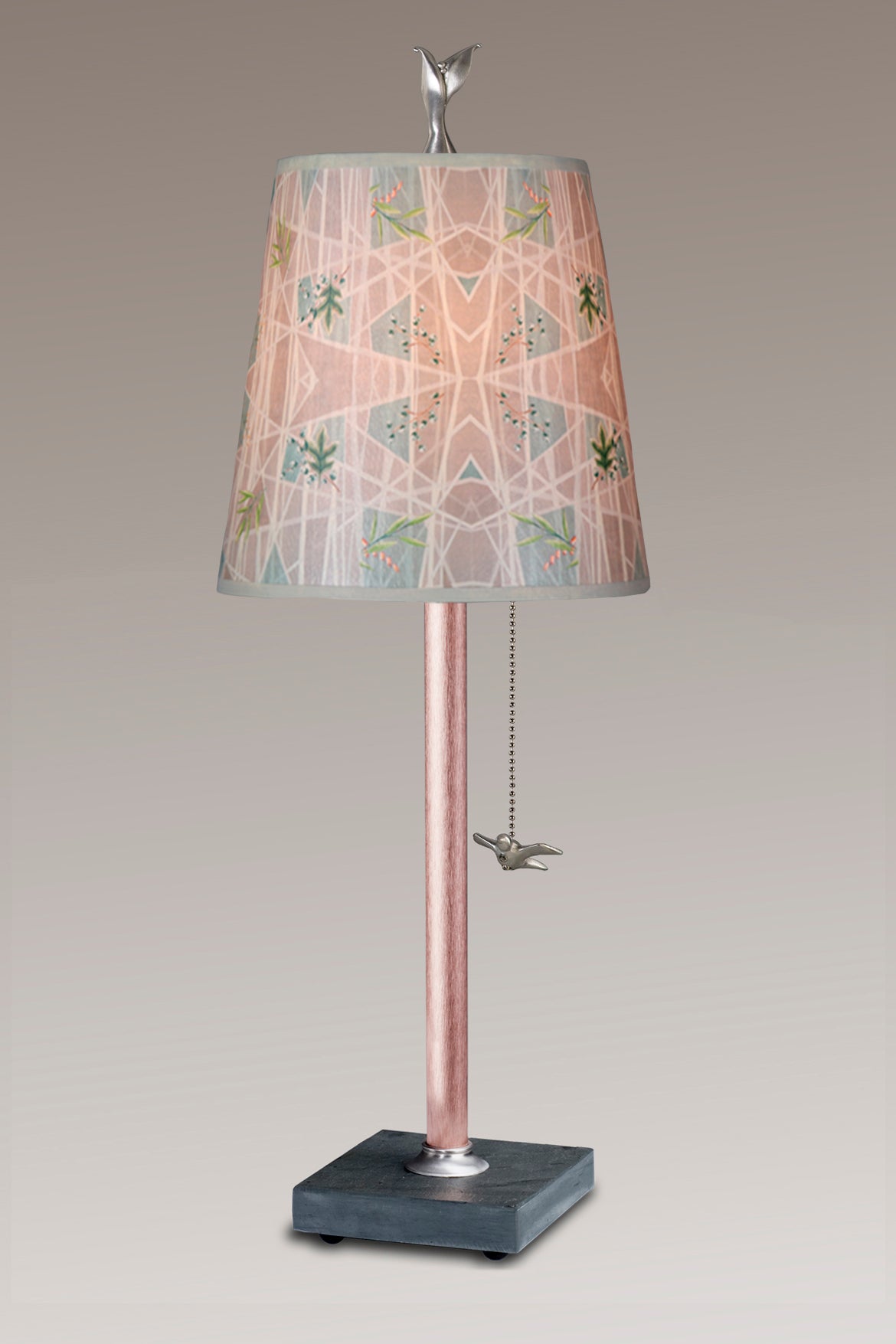 Copper Table Lamp with Small Drum in Prism