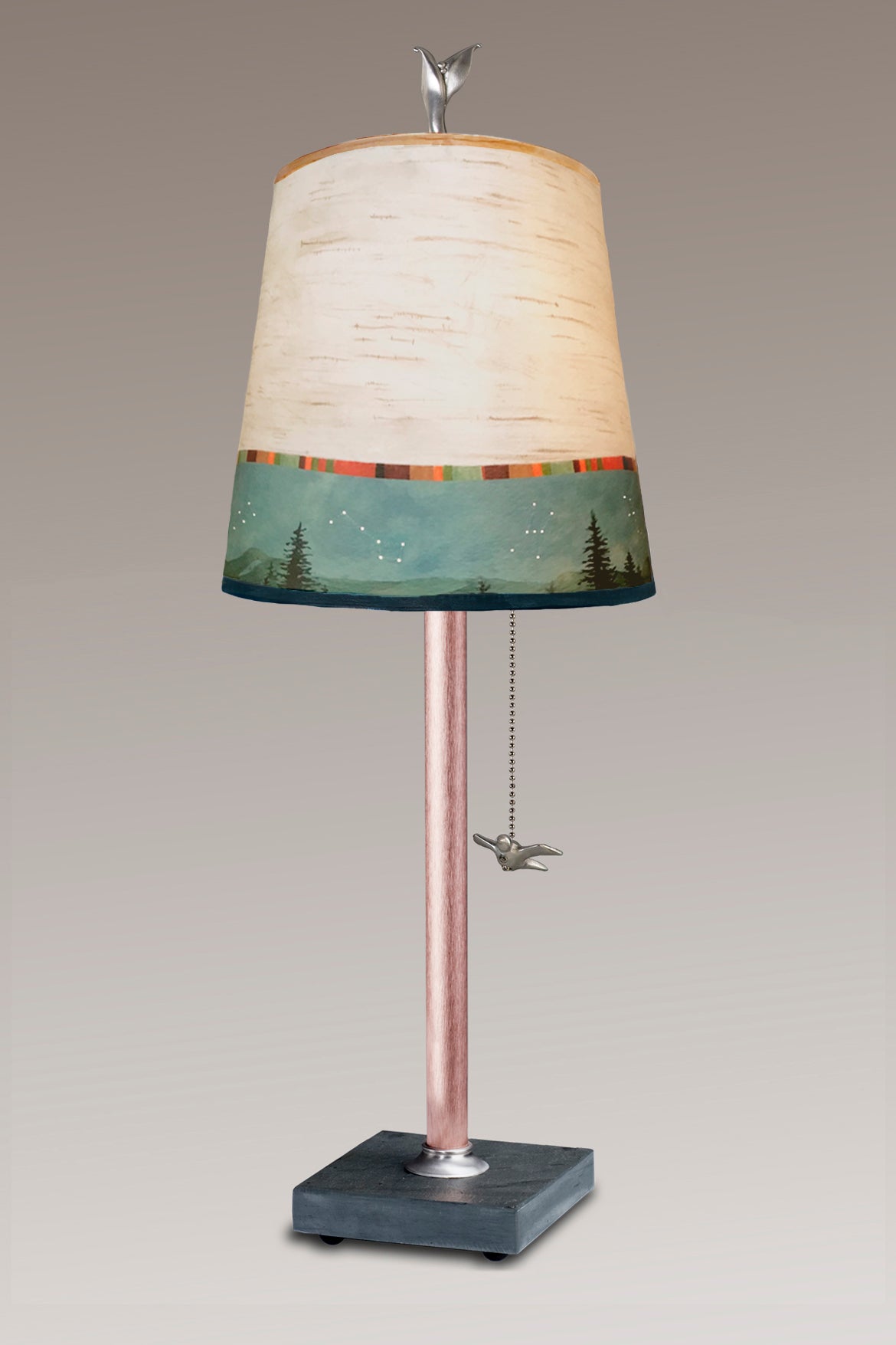 Janna Ugone & Co Table Lamps Copper Table Lamp with Small Drum Shade in Birch Midnight