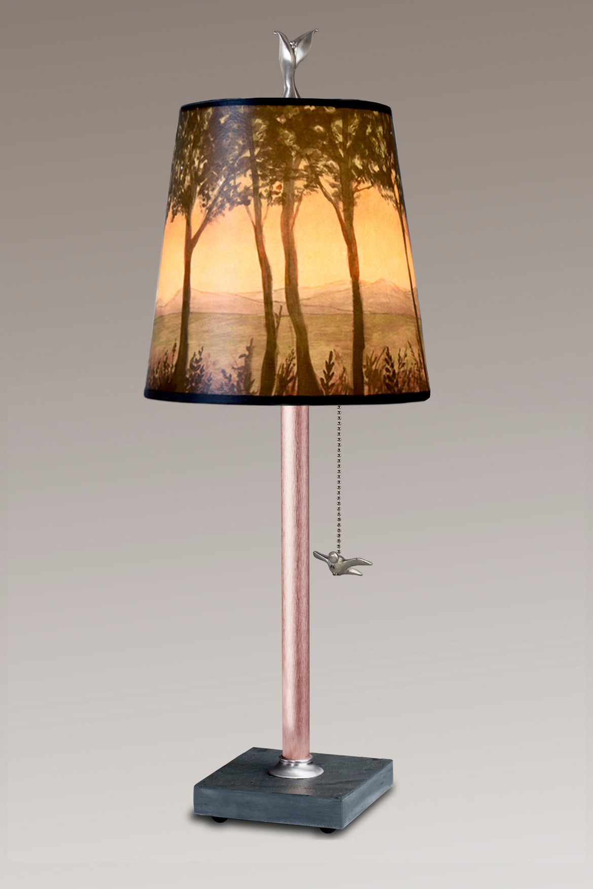 Janna Ugone &amp; Co Table Lamps Copper Table Lamp with Small Drum Shade in Dawn