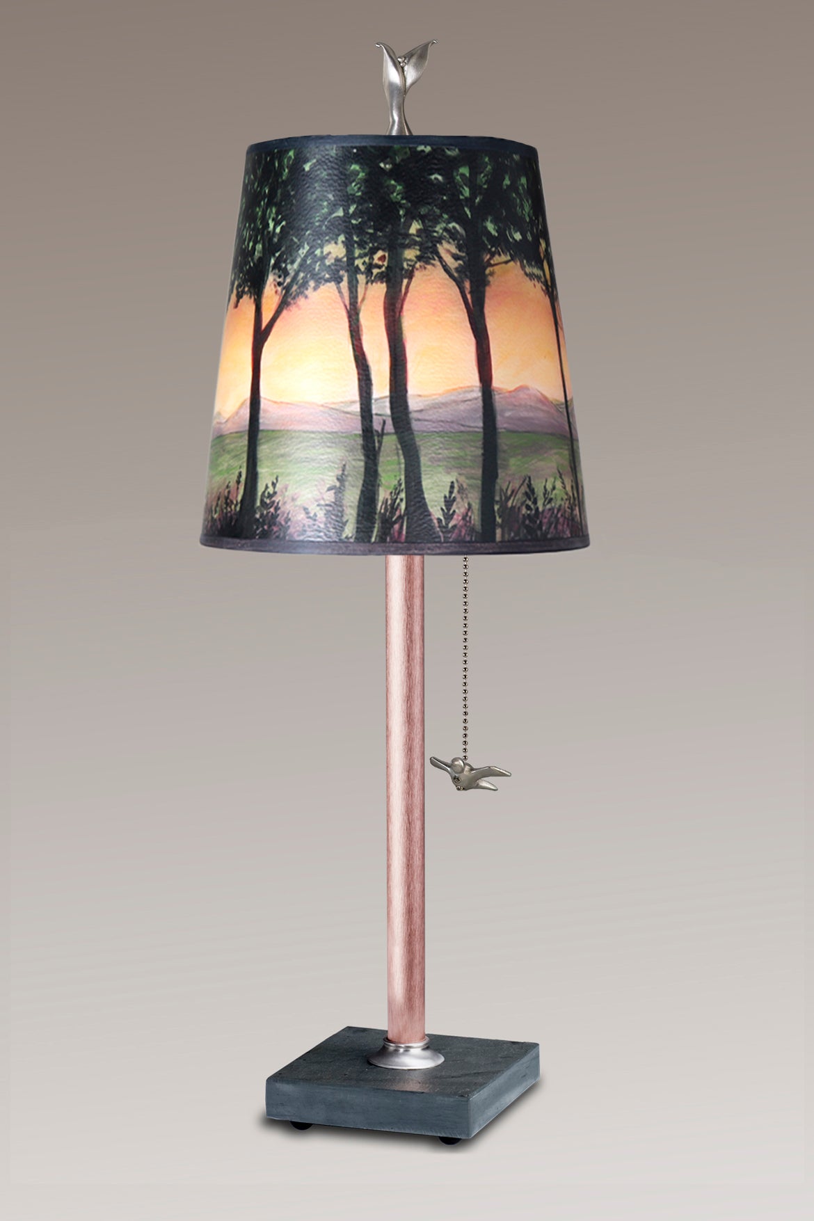Janna Ugone &amp; Co Table Lamps Copper Table Lamp with Small Drum Shade in Dawn