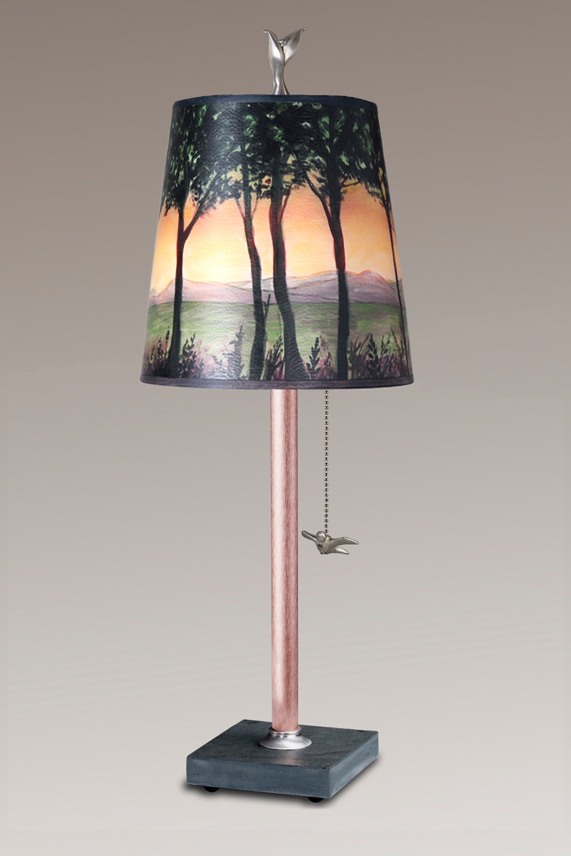 Janna Ugone & Co Table Lamps Copper Table Lamp with Small Drum Shade in Dawn