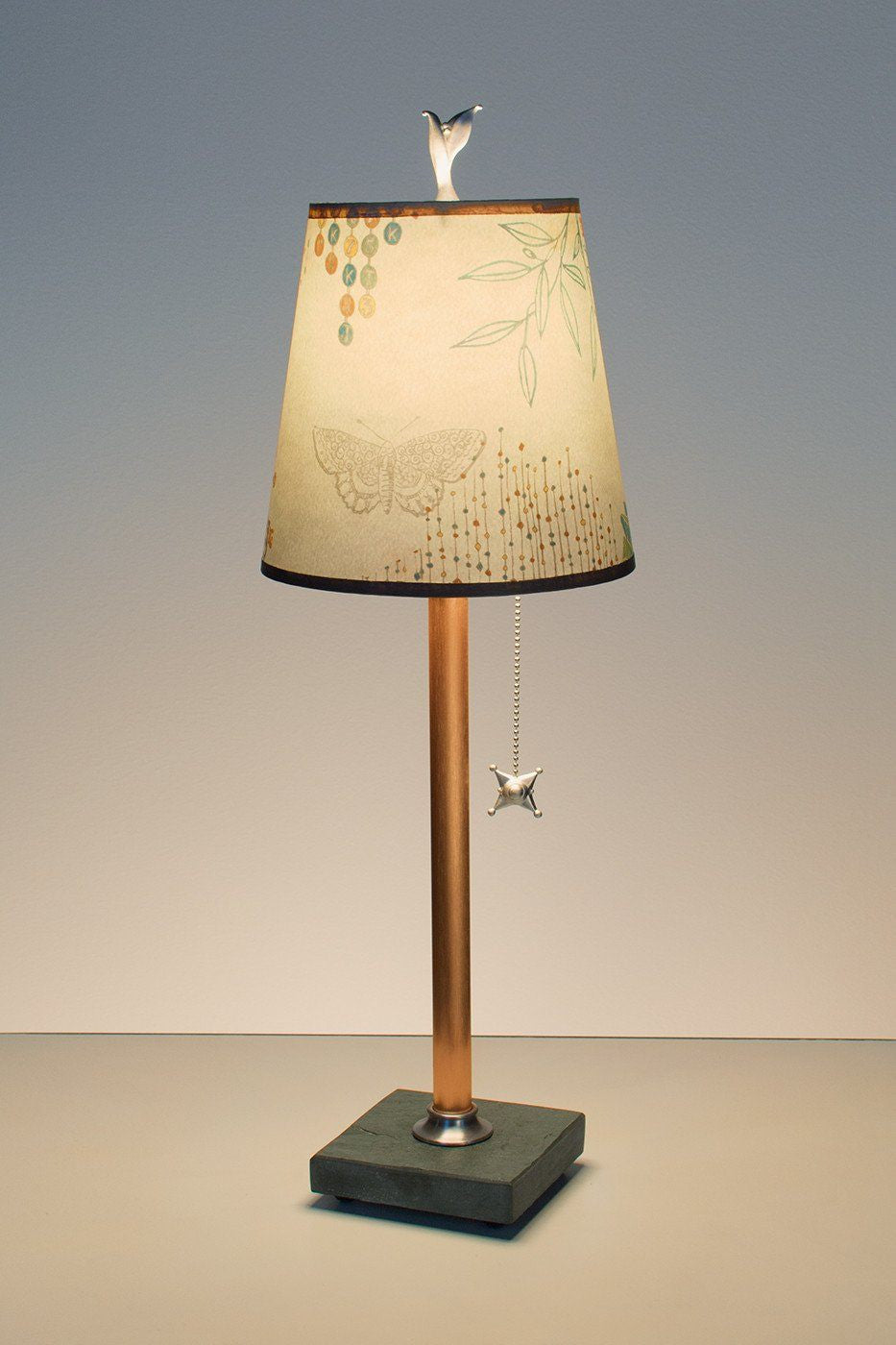 Janna Ugone & Co Table Lamps Copper Table Lamp with Small Drum Shade in Ecru Journey