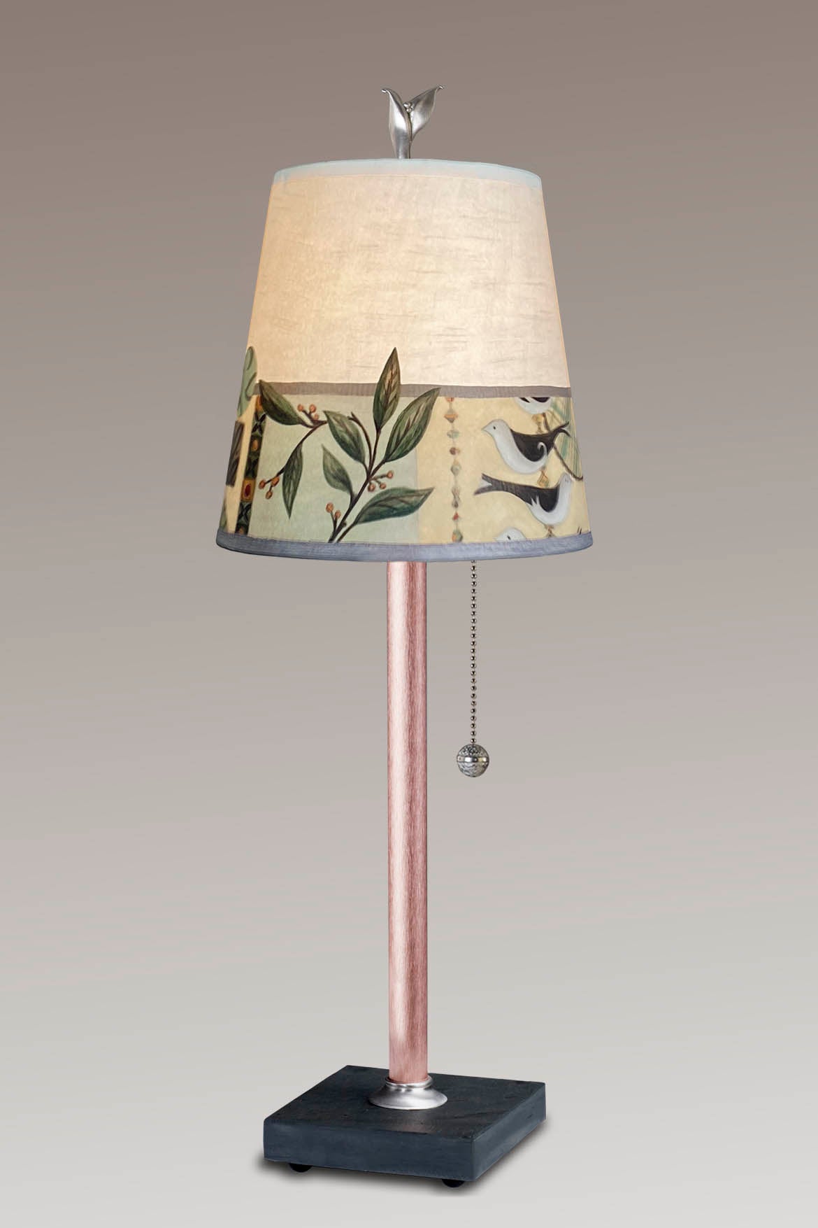 Janna Ugone & Co Table Lamp Copper Table Lamp with Small Drum Shade in New Capri Opal