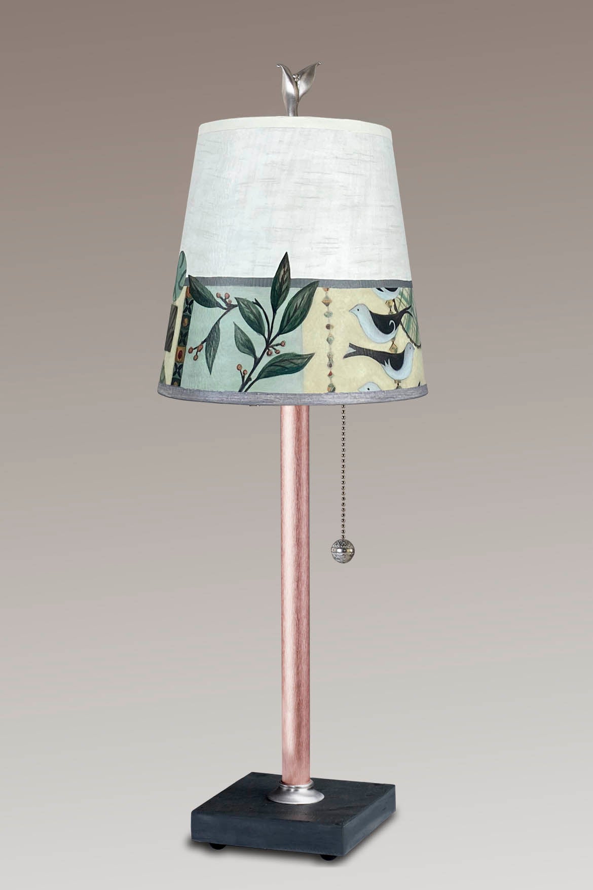 Janna Ugone & Co Table Lamp Copper Table Lamp with Small Drum Shade in New Capri Opal