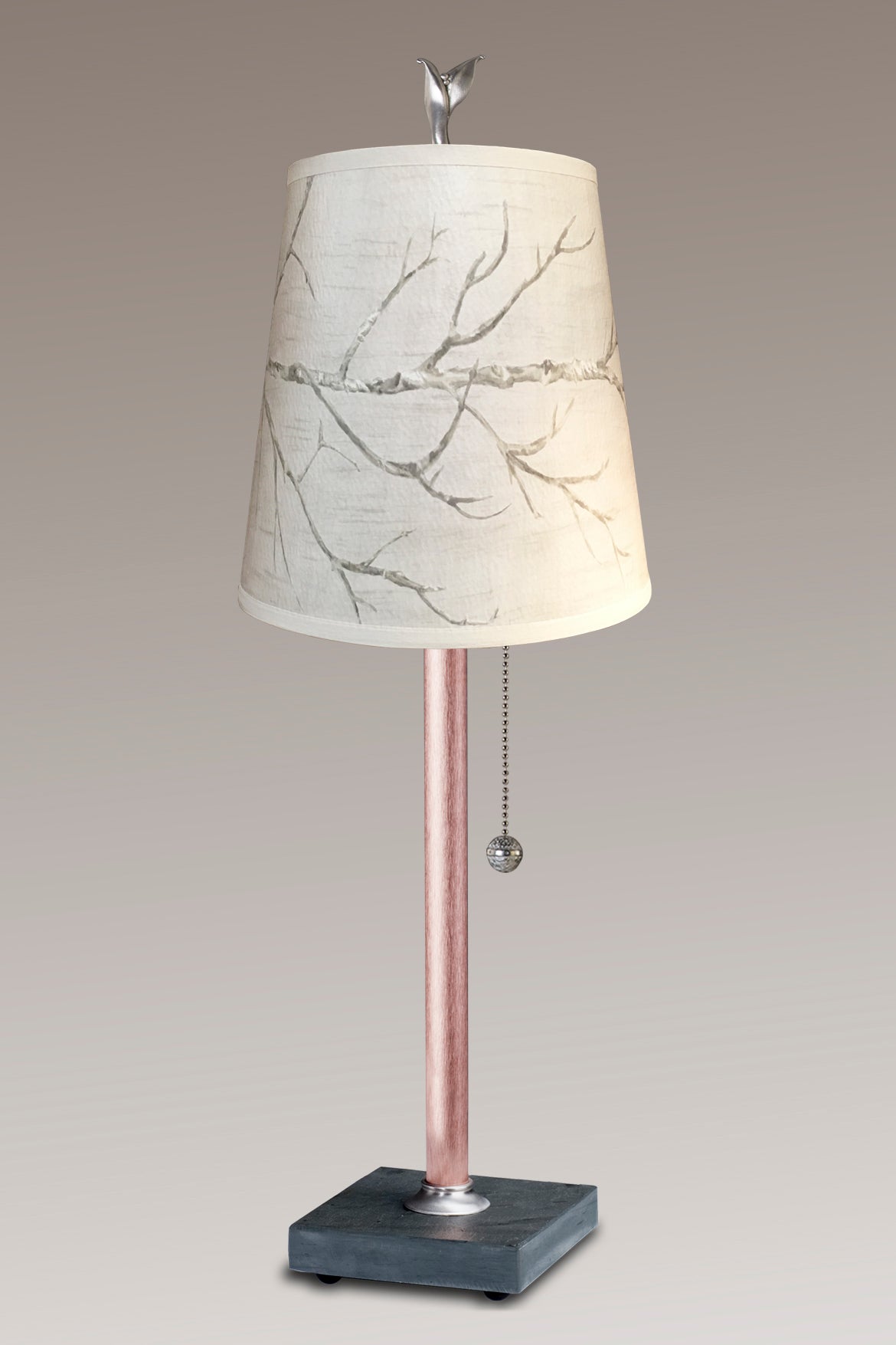 Janna Ugone & Co Table Lamps Copper Table Lamp with Small Drum Shade in Sweeping Branch