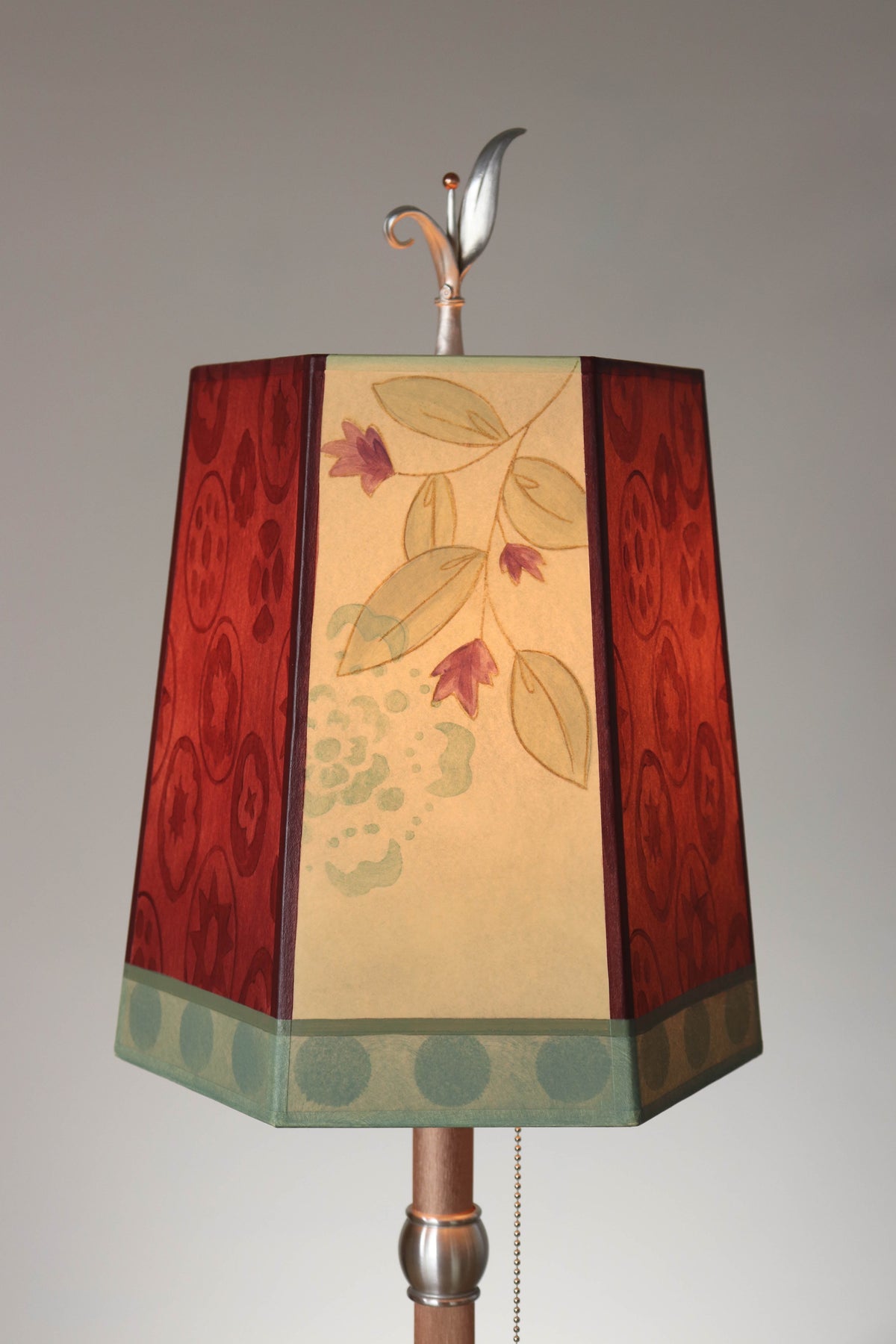Janna Ugone &amp; Co Table Lamp Copper Table Lamp with Small Hexagon Shade in Circle Medley in Wine