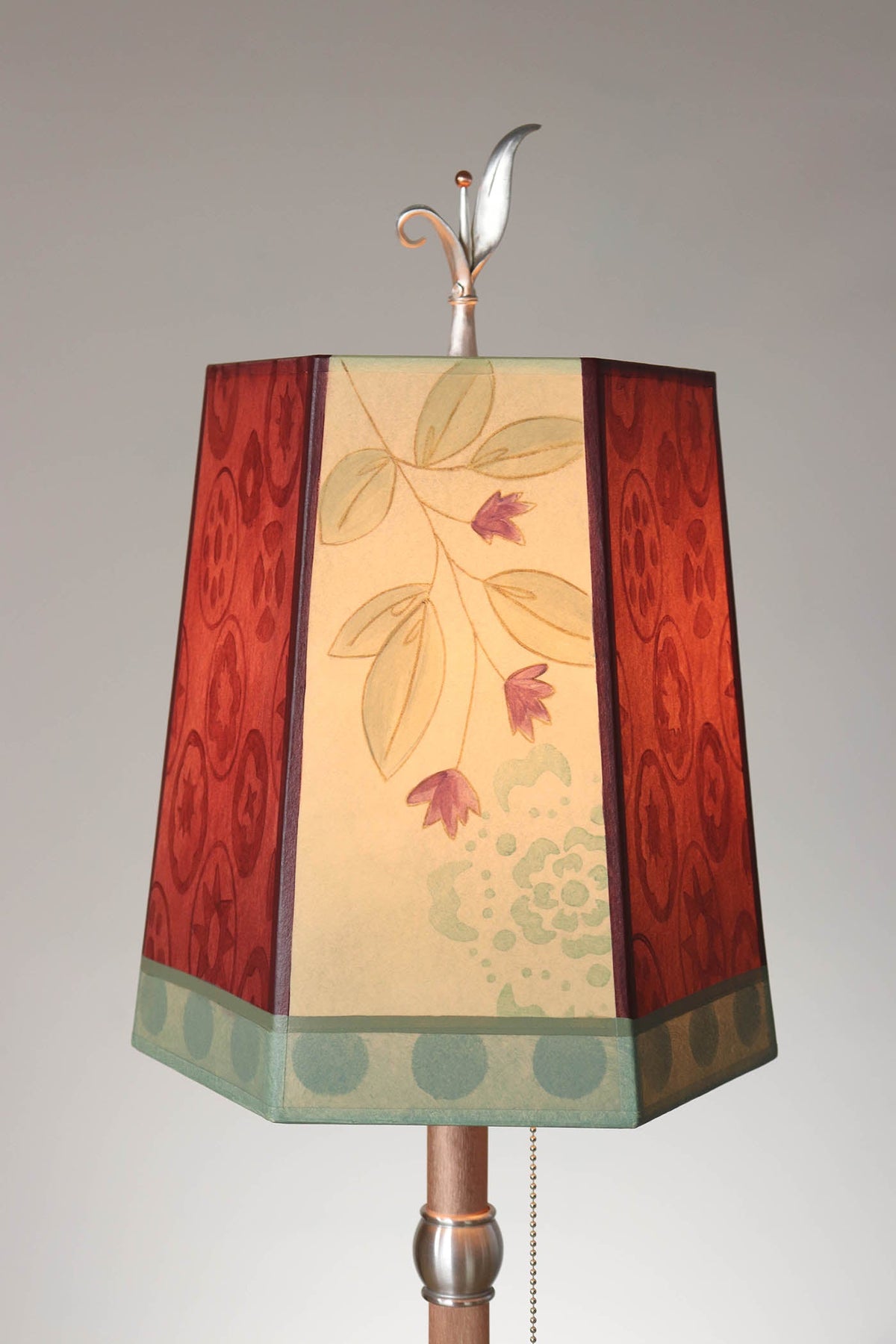 Janna Ugone &amp; Co Table Lamp Copper Table Lamp with Small Hexagon Shade in Circle Medley in Wine