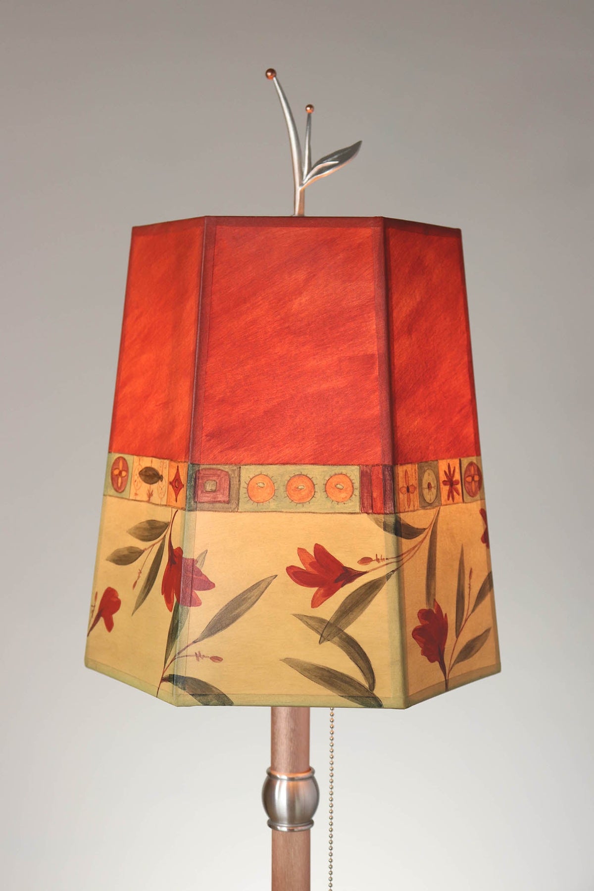 Janna Ugone &amp; Co Table Lamp Copper Table Lamp with Small Hexagon Shade in Windflower in Poppy
