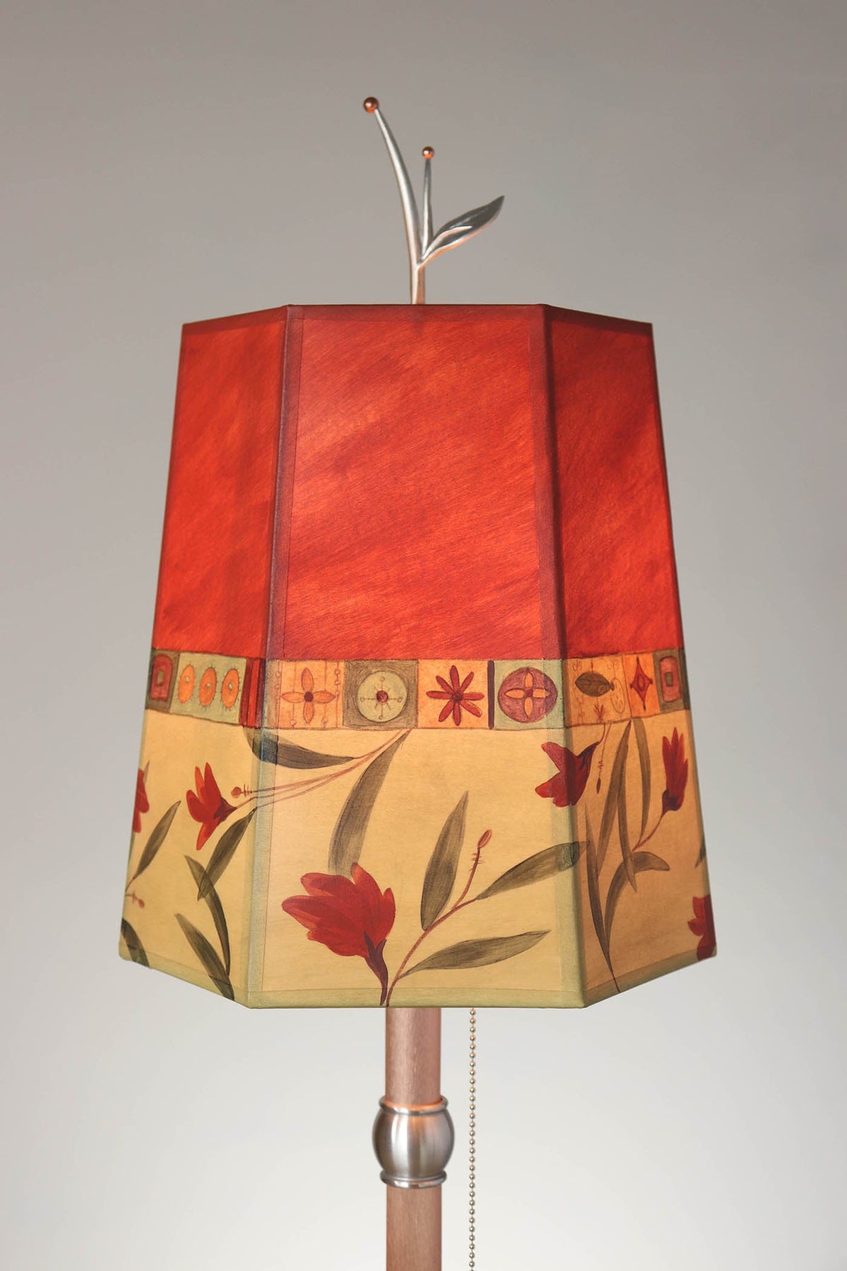 Janna Ugone &amp; Co Table Lamp Copper Table Lamp with Small Hexagon Shade in Windflower in Poppy