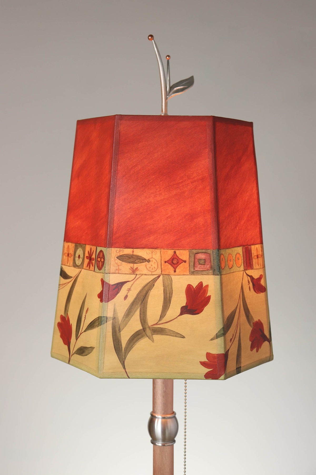 Janna Ugone &amp; Co Table Lamp Copper Table Lamp with Small Hexagon Shade in Windflower in Poppy