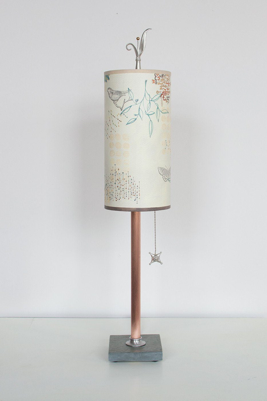 Janna Ugone &amp; Co Table Lamps Copper Table Lamp with Small Tube Shade in Ecru Journey