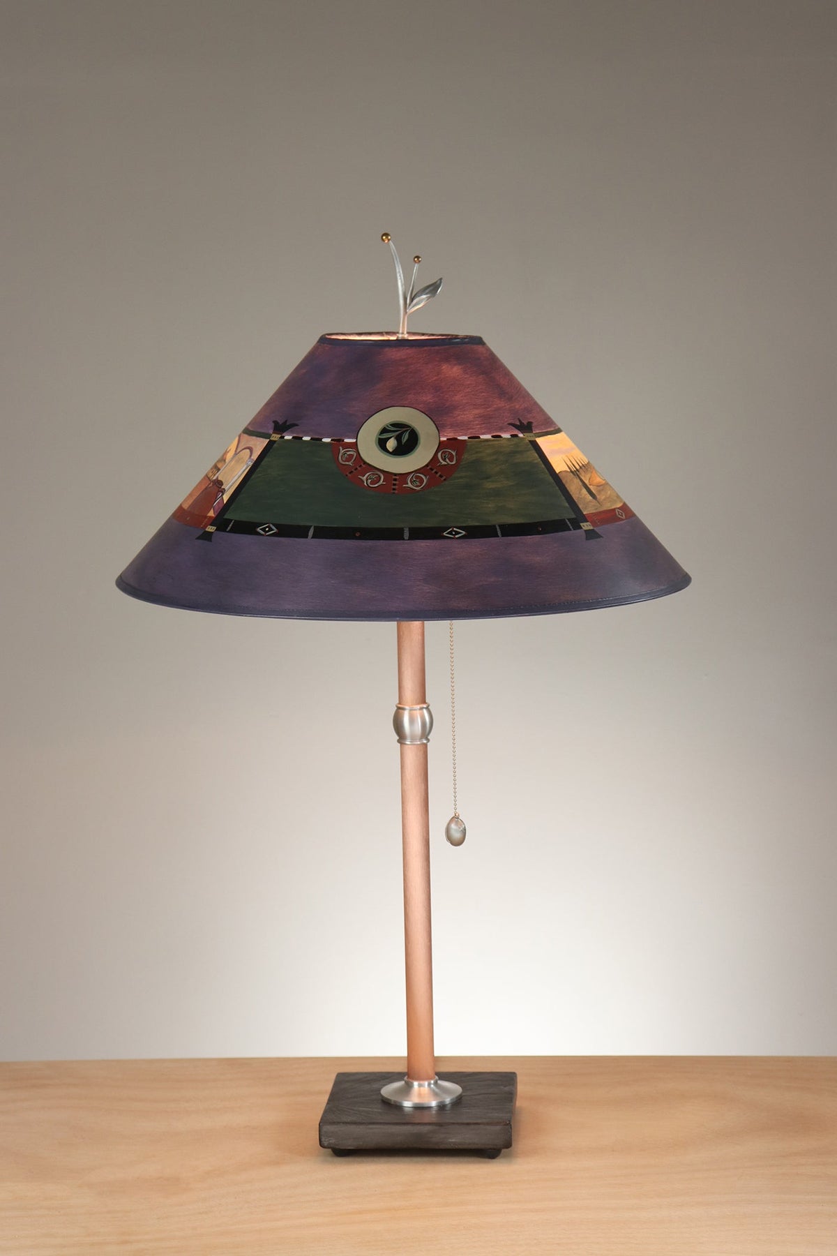 Janna Ugone &amp; Co Table Lamp Copper Table Lamps with Large Conical Shades in Siena