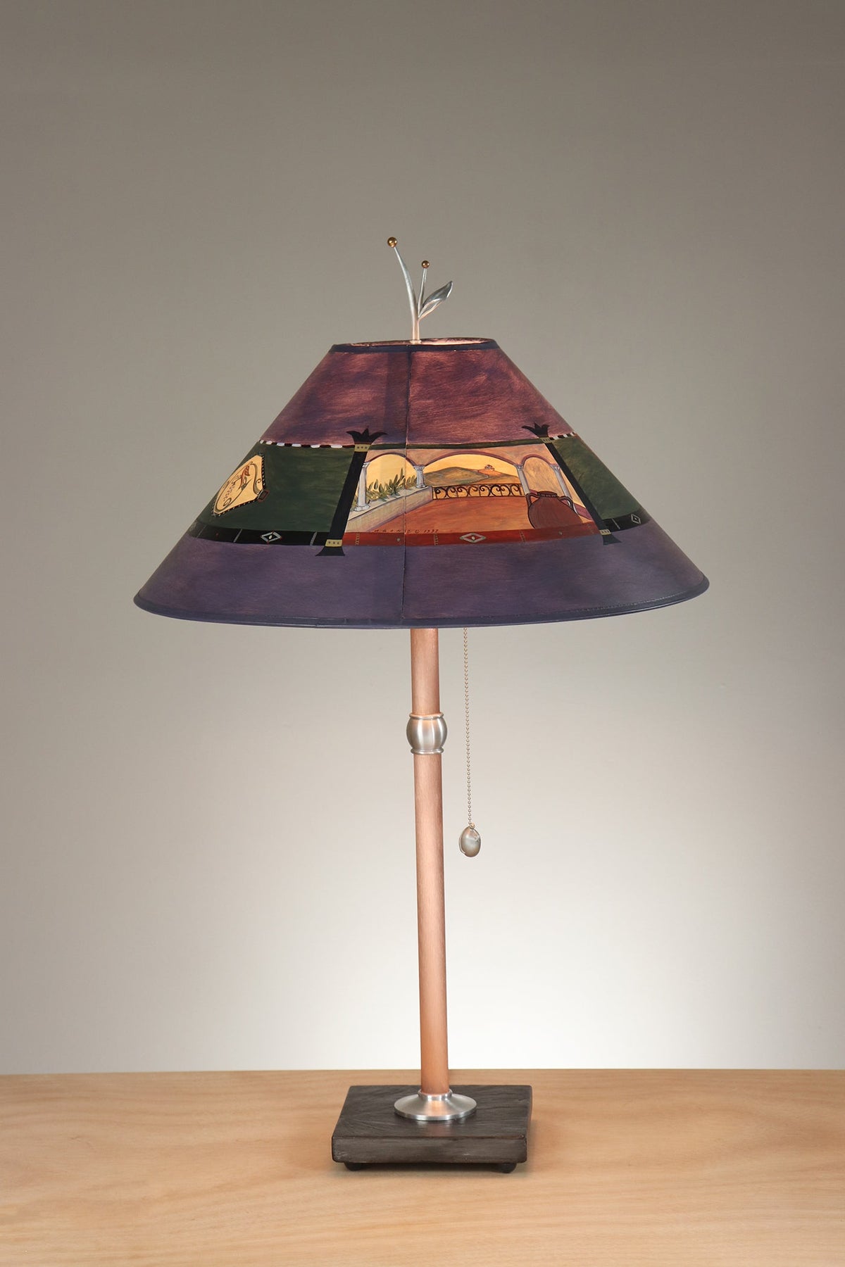 Janna Ugone &amp; Co Table Lamp Copper Table Lamps with Large Conical Shades in Siena