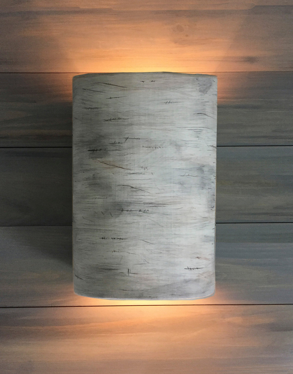 Hand Painted Wide Ceramic Cylinder Sconce in Simply Birch
