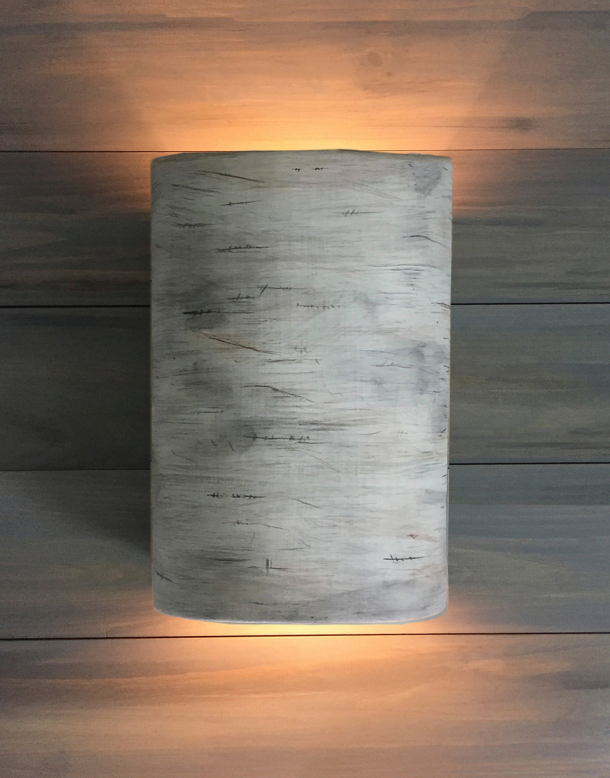 Janna Ugone & Co Wall Sconces Hand Painted Wide Ceramic Cylinder Sconce in Simply Birch