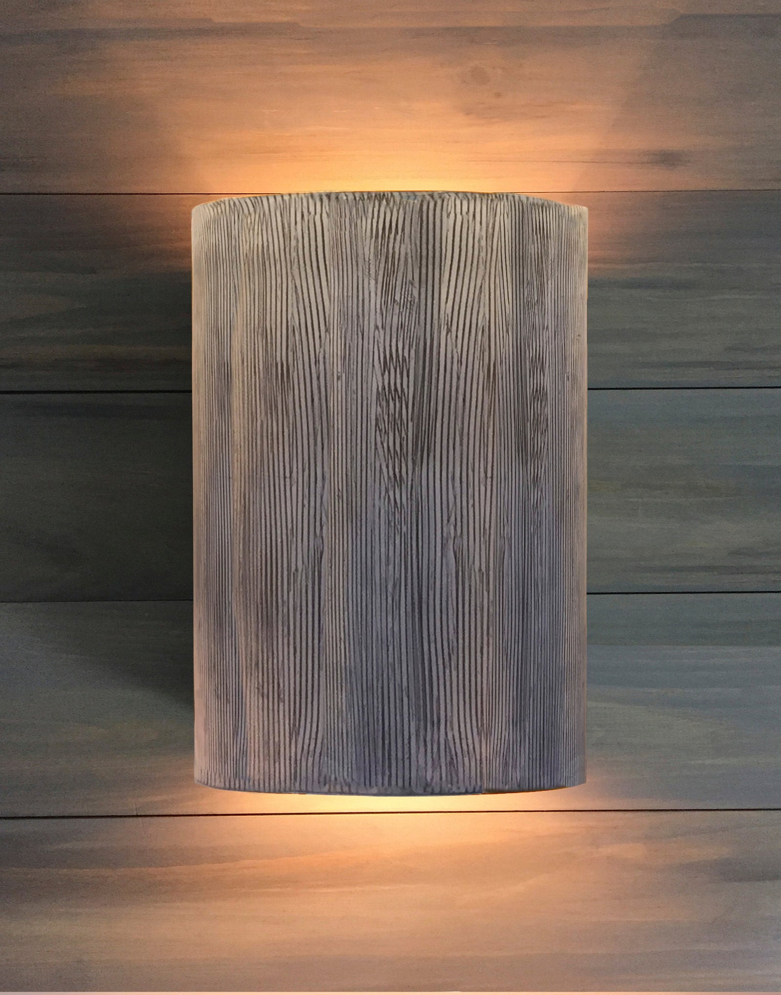 Janna Ugone & Co Wall Sconces Mocha Hand Textured Wide Ceramic Cylinder Sconce in Sgraffito