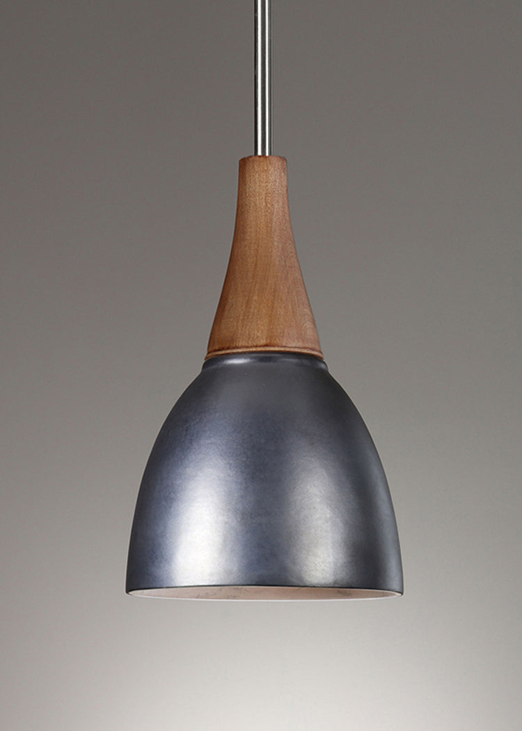 Janna Ugone & Co Pendant Lights Satin Nickel Hanging Ceramic Lamp in Foundry