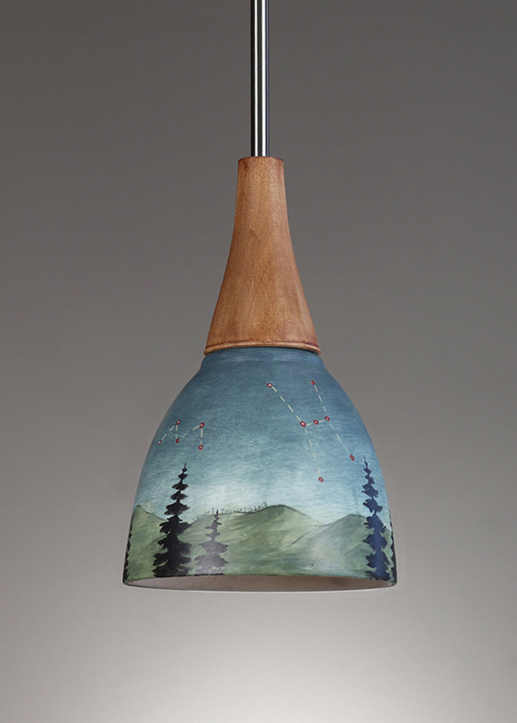 Janna Ugone & Co Pendant Lights Raw Brass Hanging Ceramic Lamp in Midnight Sky