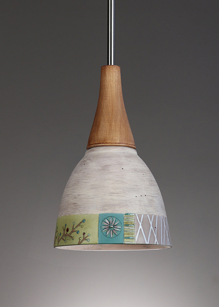 Janna Ugone & Co Pendant Lights Satin Nickel Hanging Ceramic Lamp in Modern Field