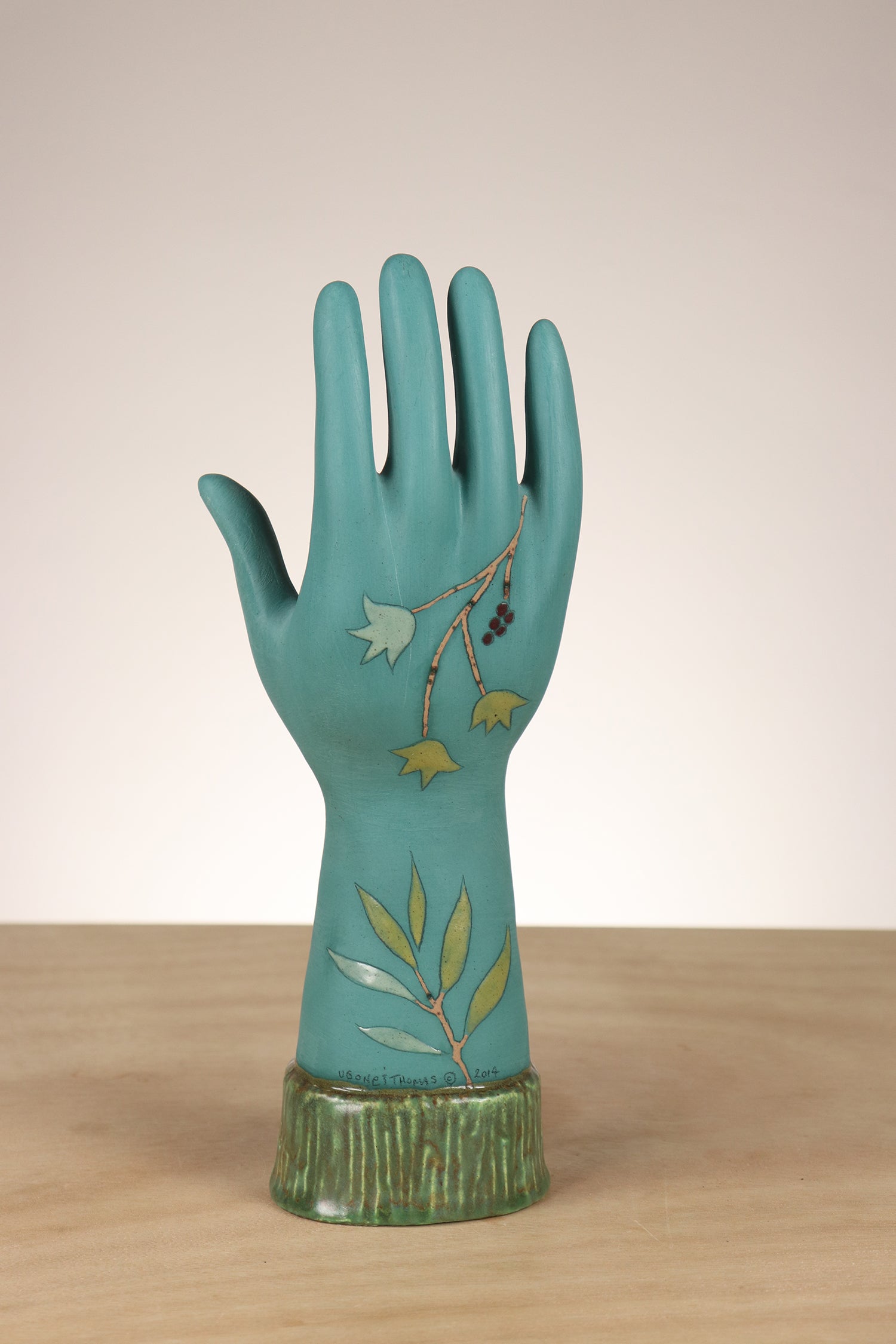Janna Ugone & Co Large Ceramic Hand in Lucca in Teal