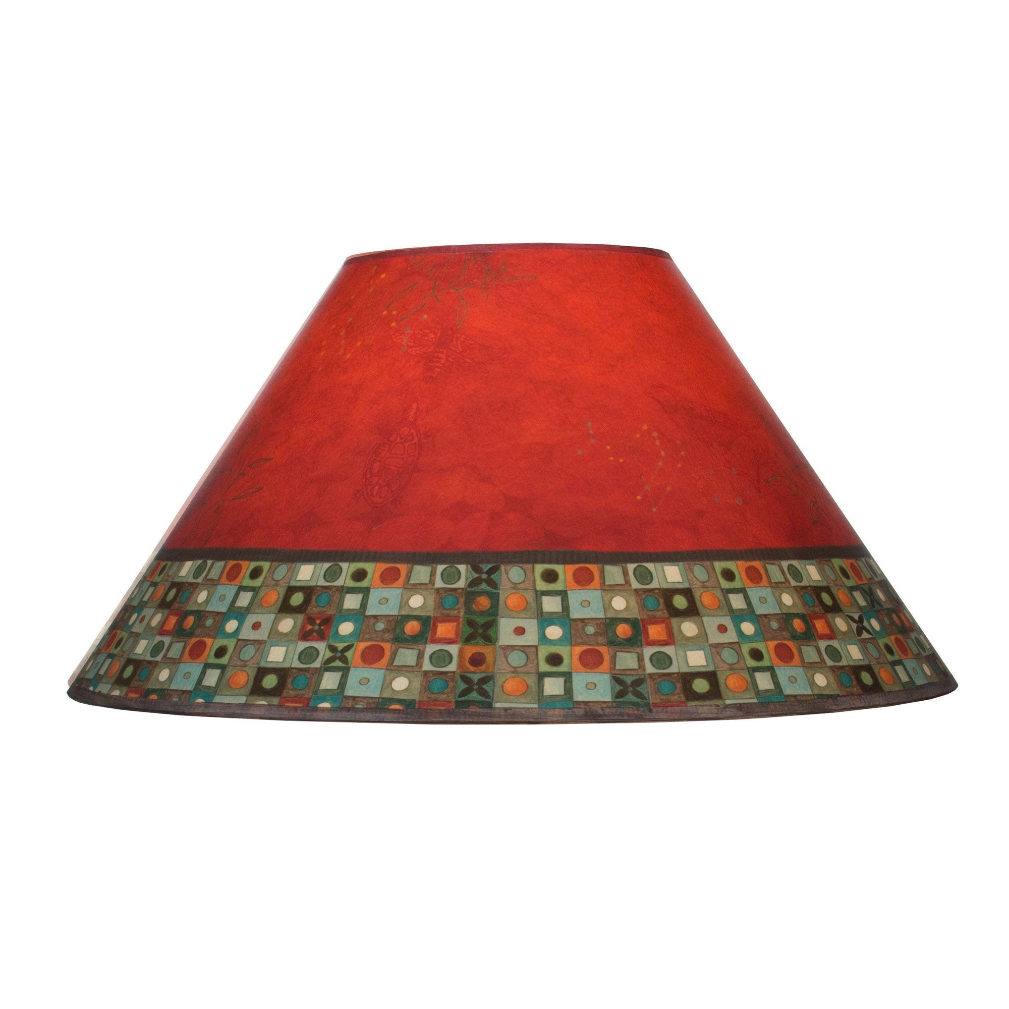 Large Conical Lamp Shade in Red Mosaic