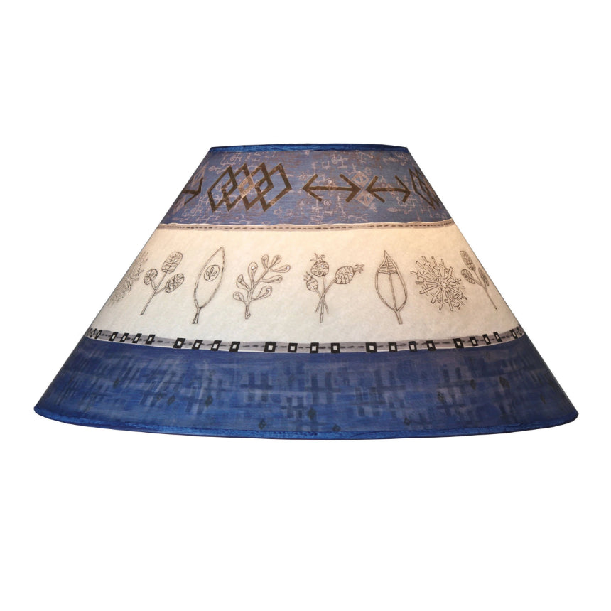 Janna Ugone & Co Lamp Shades Large Conical Lamp Shade in Woven & Sprig in Sapphire