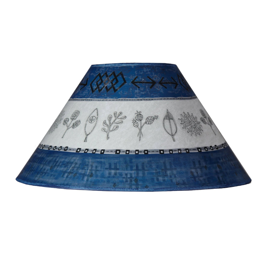 Janna Ugone & Co Lamp Shades Large Conical Lamp Shade in Woven & Sprig in Sapphire