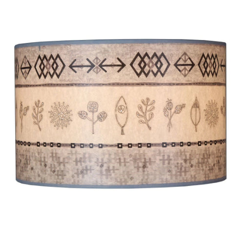 Janna Ugone & Co Lamp Shades Large Drum Lamp Shade in Woven & Sprig in Mist