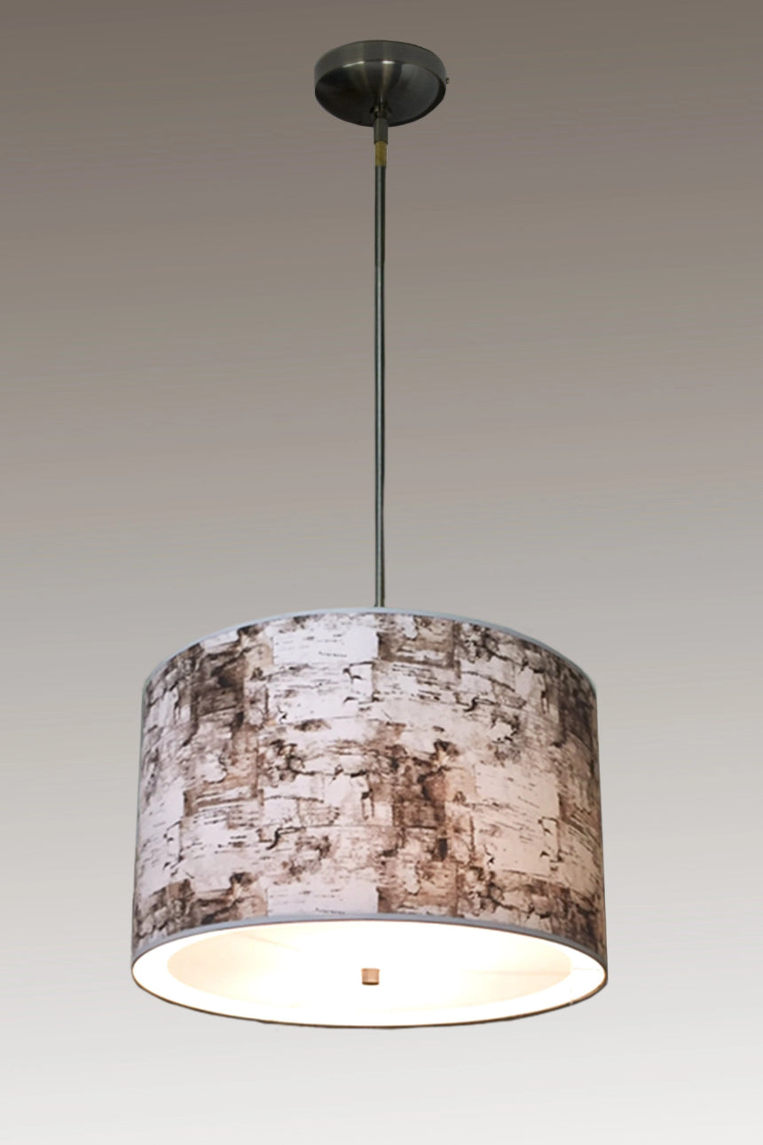 Janna Ugone & Co Pendant Lights Large Drum Pendant in Birch Bark