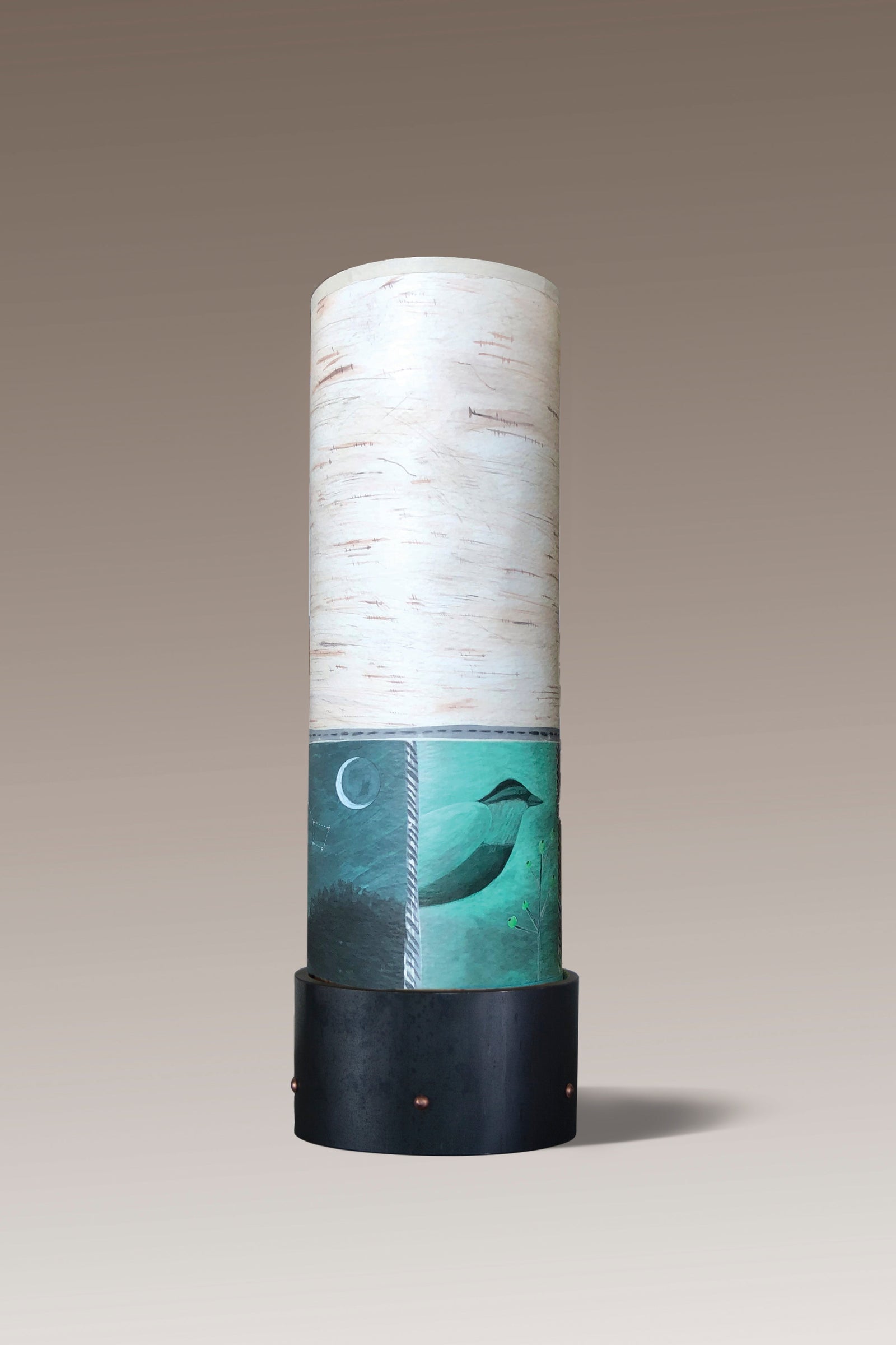 Janna Ugone & Co Luminaires Steel Luminaire Accent Lamp with Woodland Trails in Birch Shade