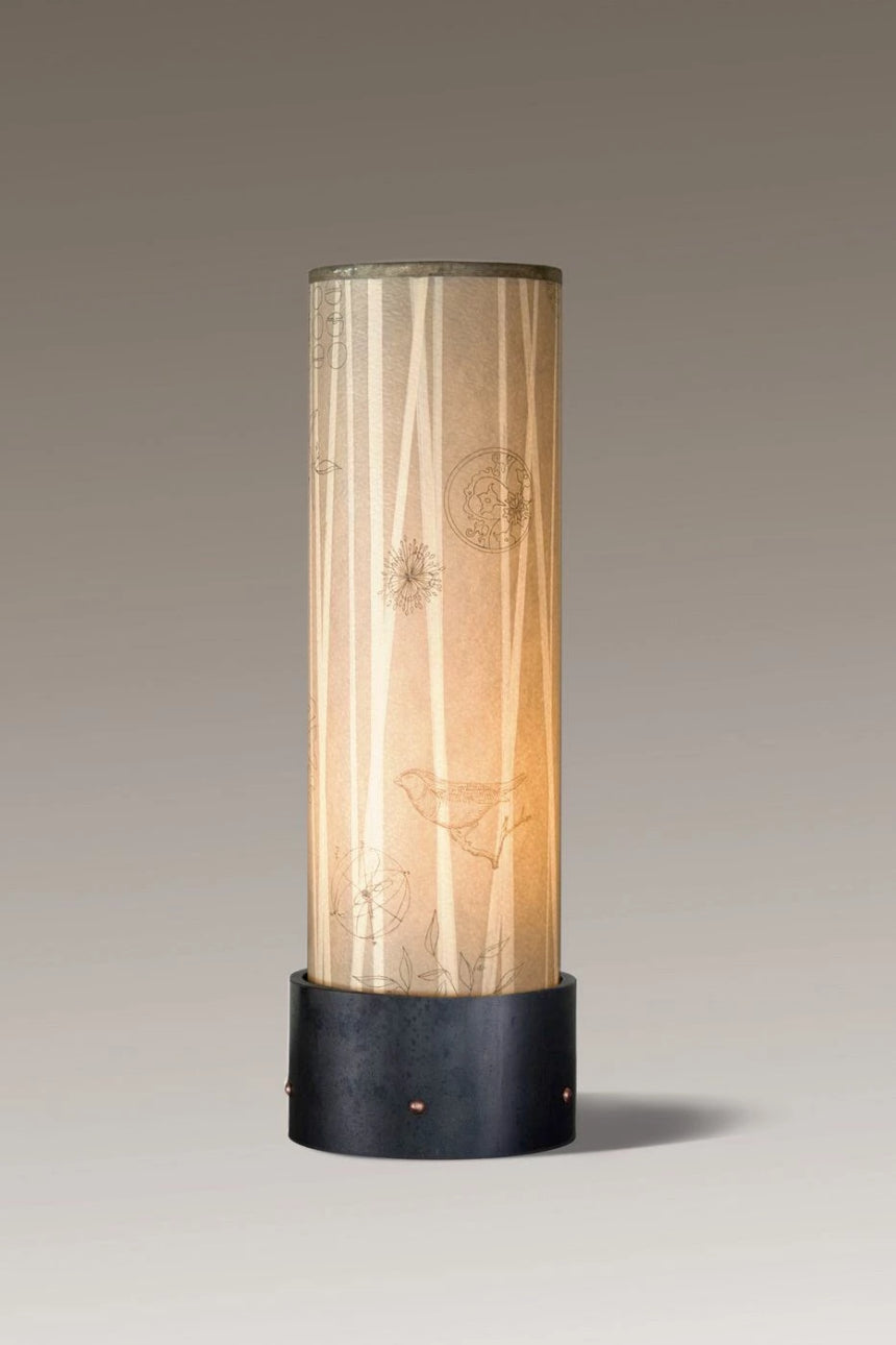 Janna Ugone & Co Luminaires Steel Luminaire Accent Lamp with Birch Lines Shade