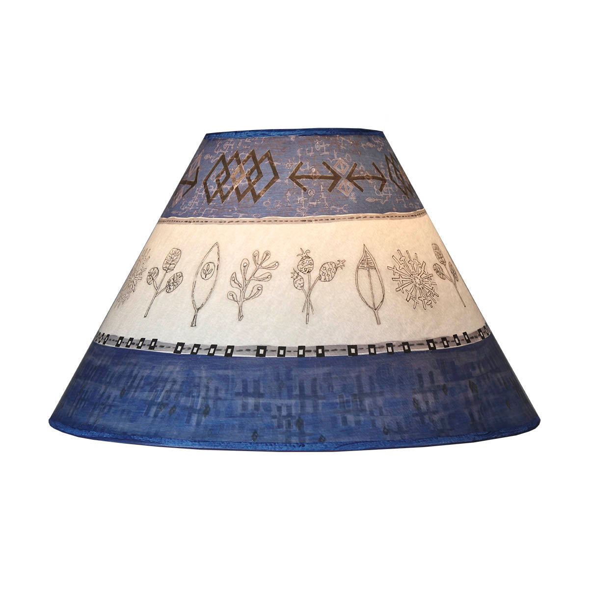 Janna Ugone & Co Lamp Shades Medium Conical Lamp Shade in Woven & Sprig in Sapphire