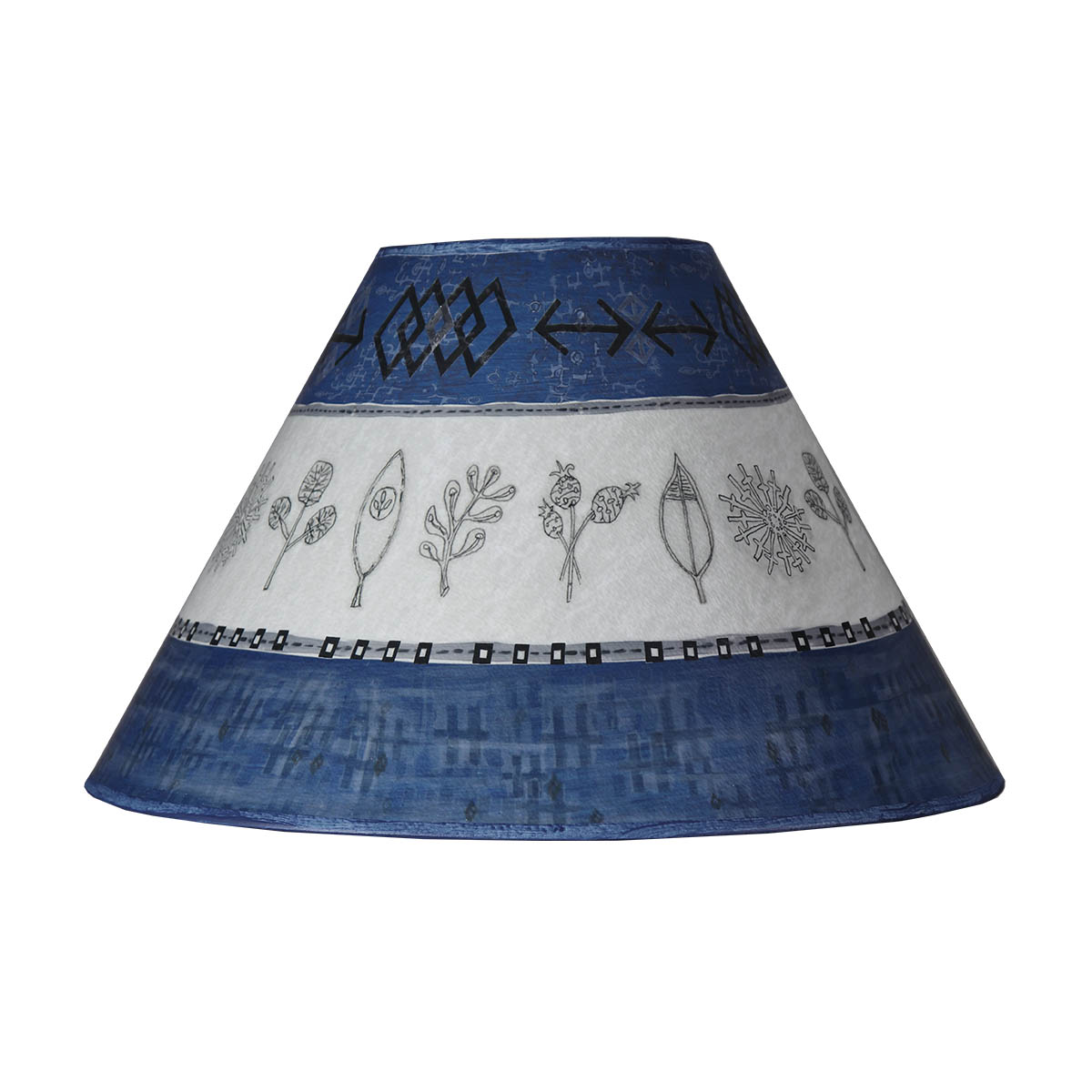 Janna Ugone & Co Lamp Shades Medium Conical Lamp Shade in Woven & Sprig in Sapphire