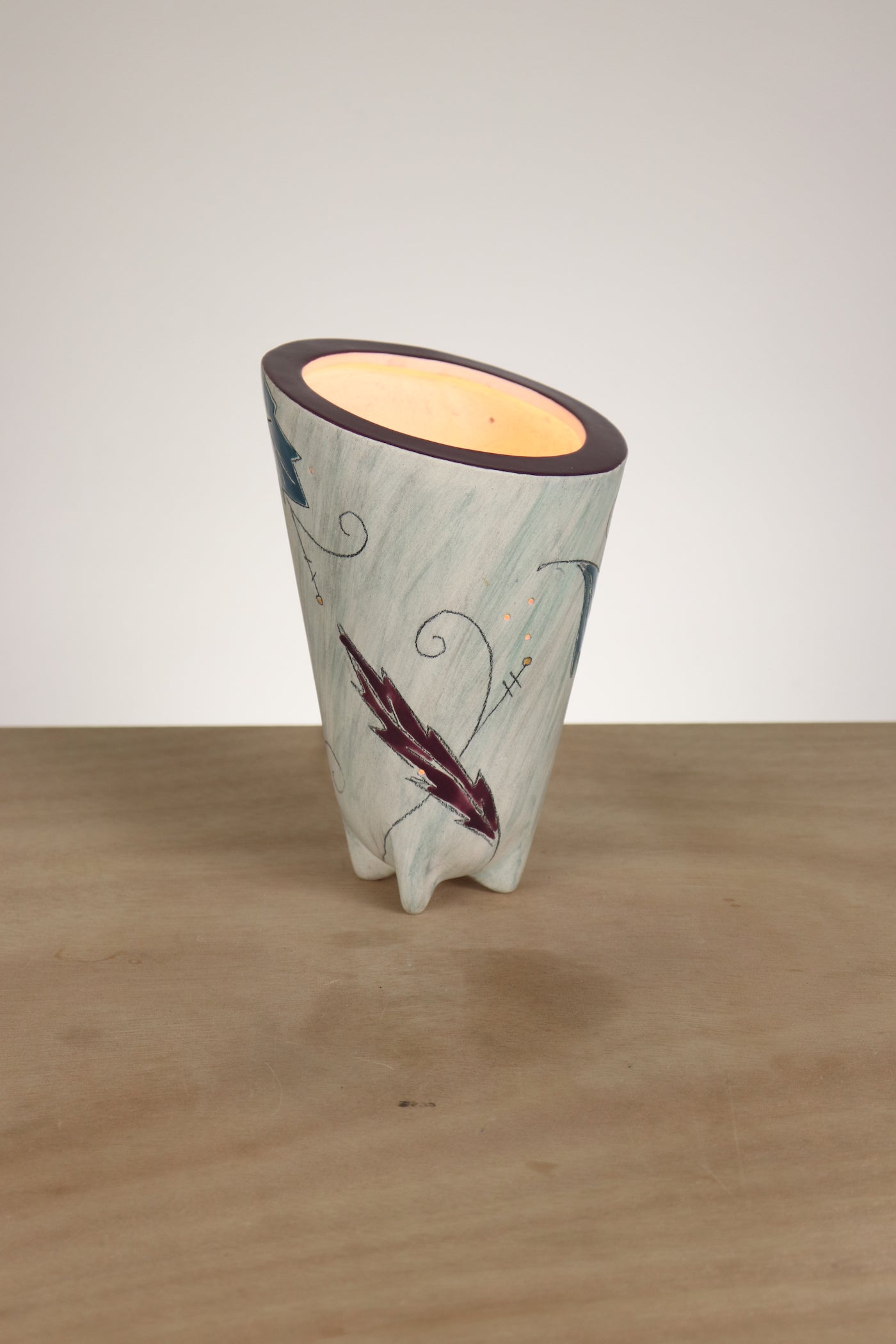 Janna Ugone & Co Mini Ceramic Torchiere in Glazed Leaves