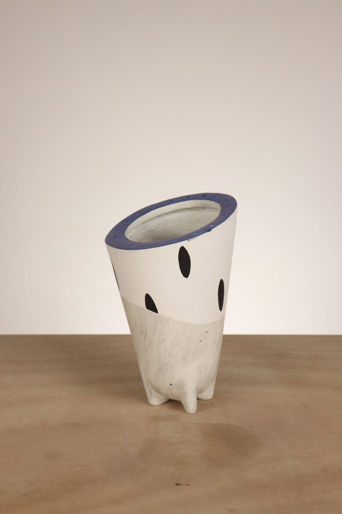 Janna Ugone &amp; Co Mini Ceramic Torchiere in White Dot in Cobalt