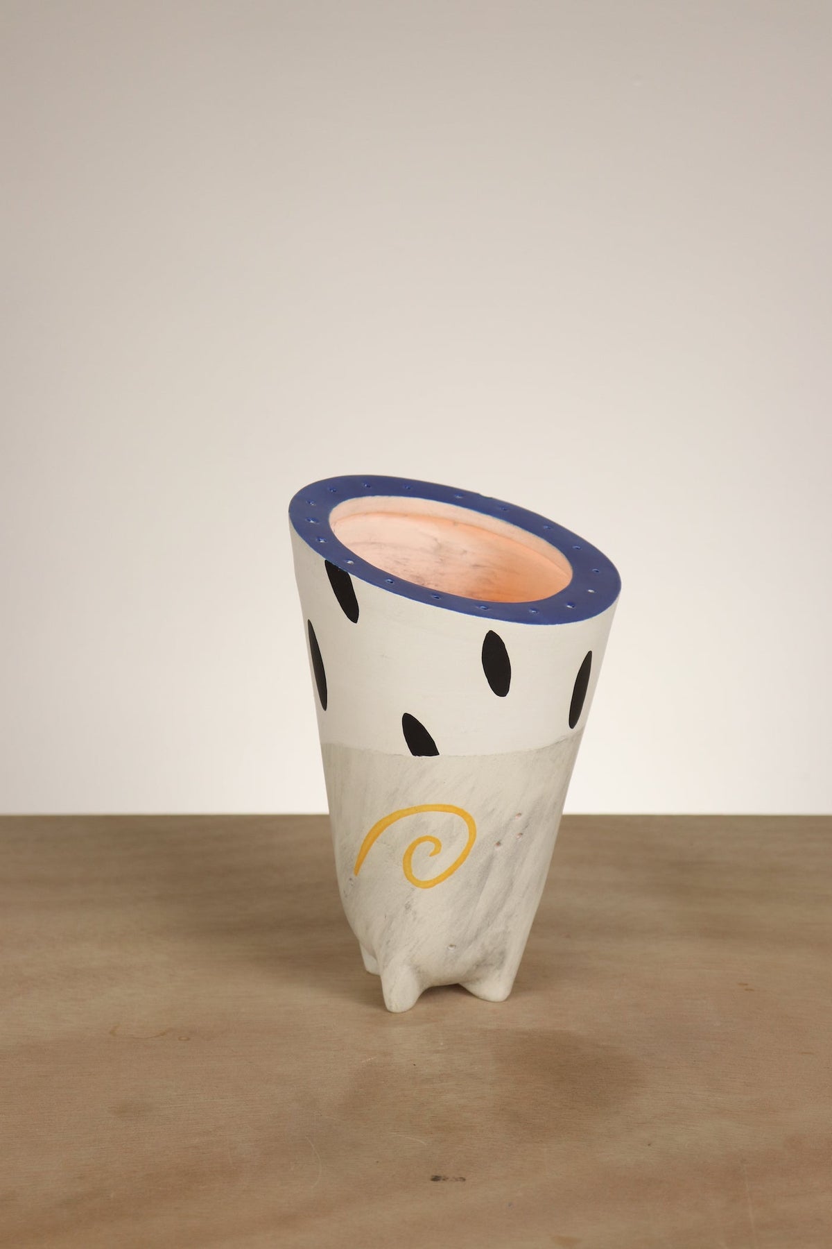 Janna Ugone &amp; Co Mini Ceramic Torchiere in White Dot in Cobalt