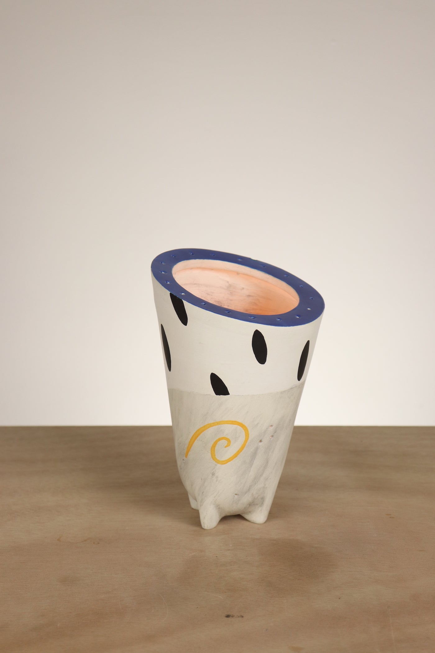 Janna Ugone & Co Mini Ceramic Torchiere in White Dot in Cobalt