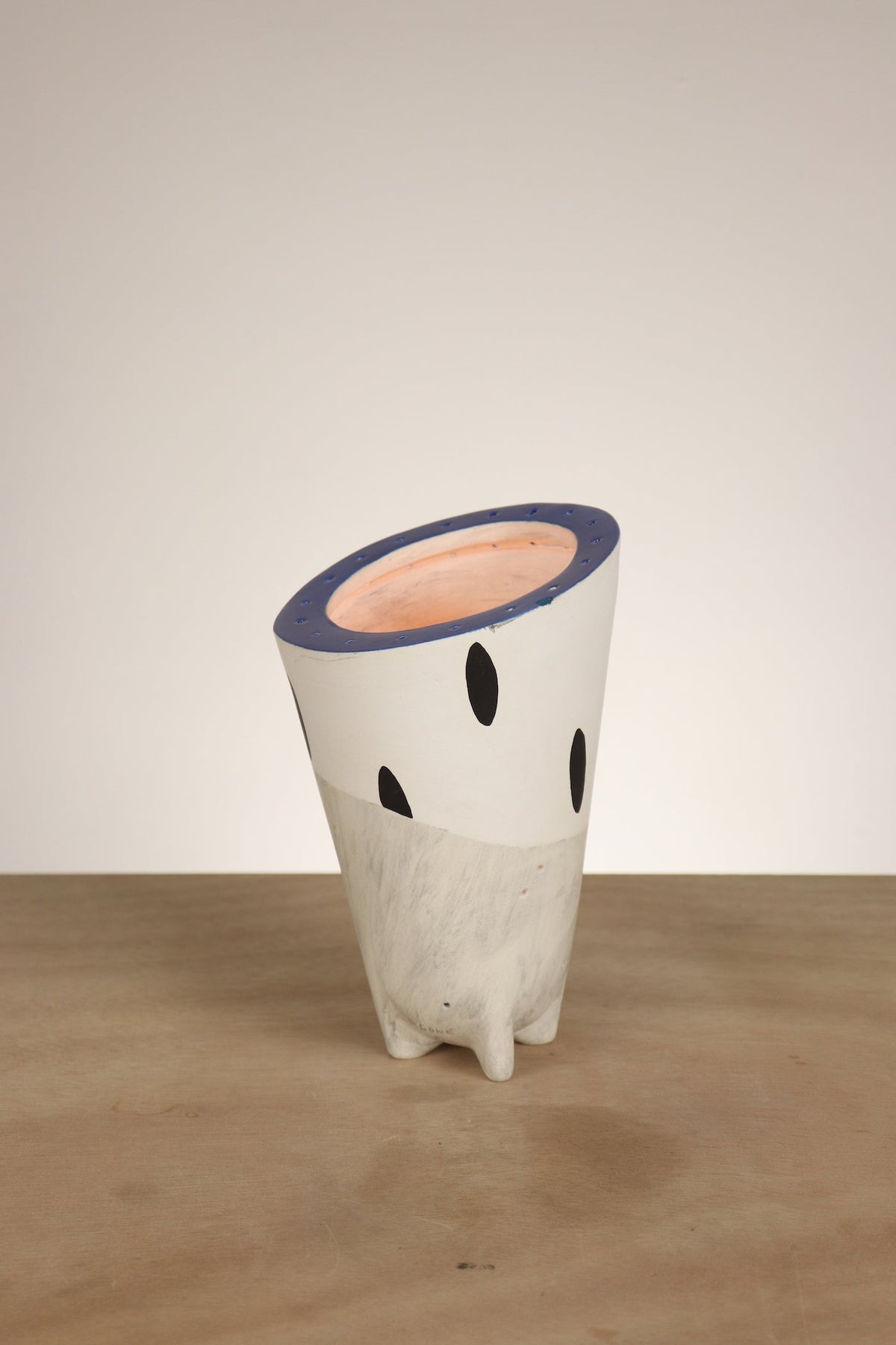 Janna Ugone &amp; Co Mini Ceramic Torchiere in White Dot in Cobalt