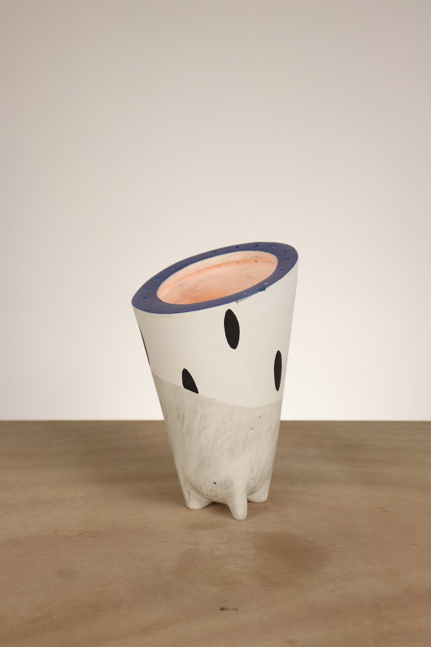 Janna Ugone & Co Mini Ceramic Torchiere in White Dot in Cobalt