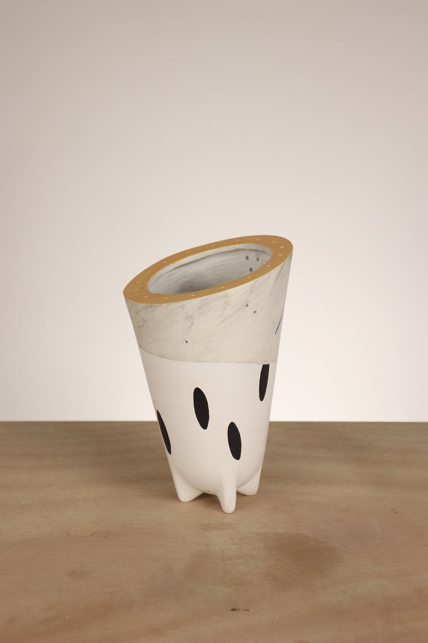 Janna Ugone & Co Mini Ceramic Torchiere in White Dot in Mango