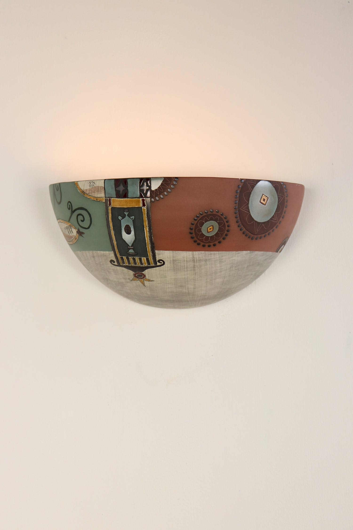 Janna Ugone & Co Wall Sconces PAIR of Ceramic Half Sphere Sconces in Collage in Ash